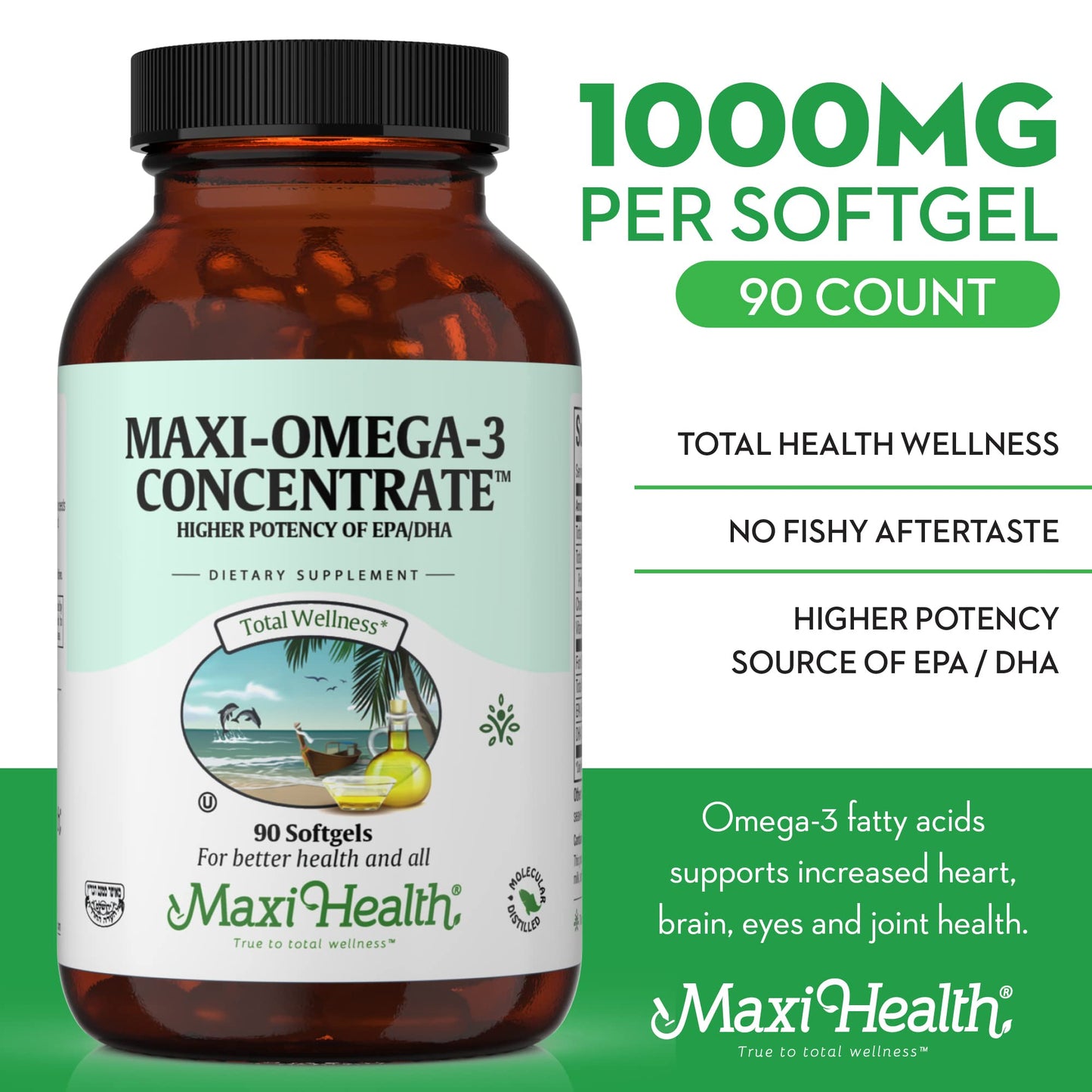 Maxi Health Omega 3 Fish Oil Supplement 2000mg EPA & DHA Capsule 90