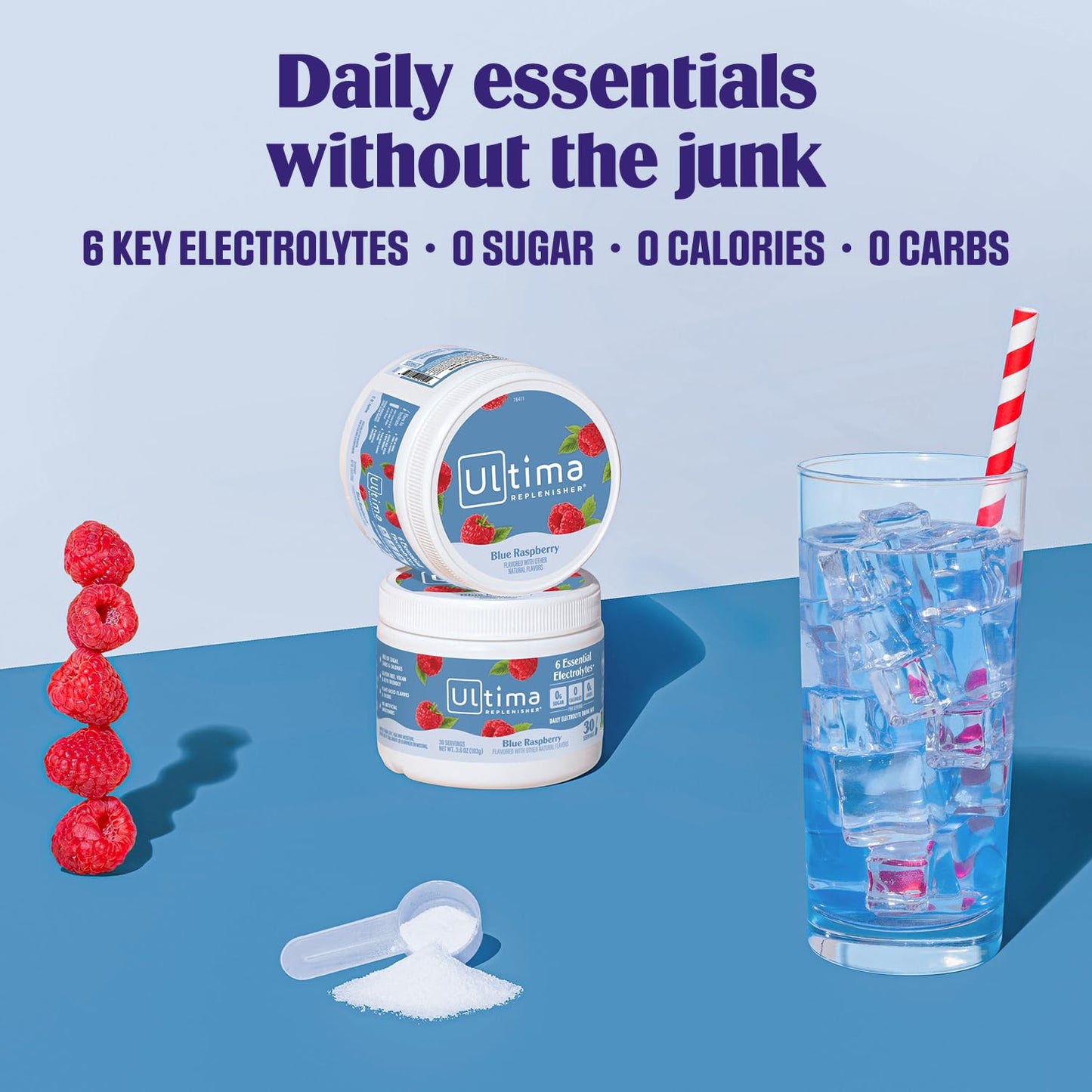 Ultima Replenisher Blue Raspberry Electrolytes Powder, 3.6 Ounce