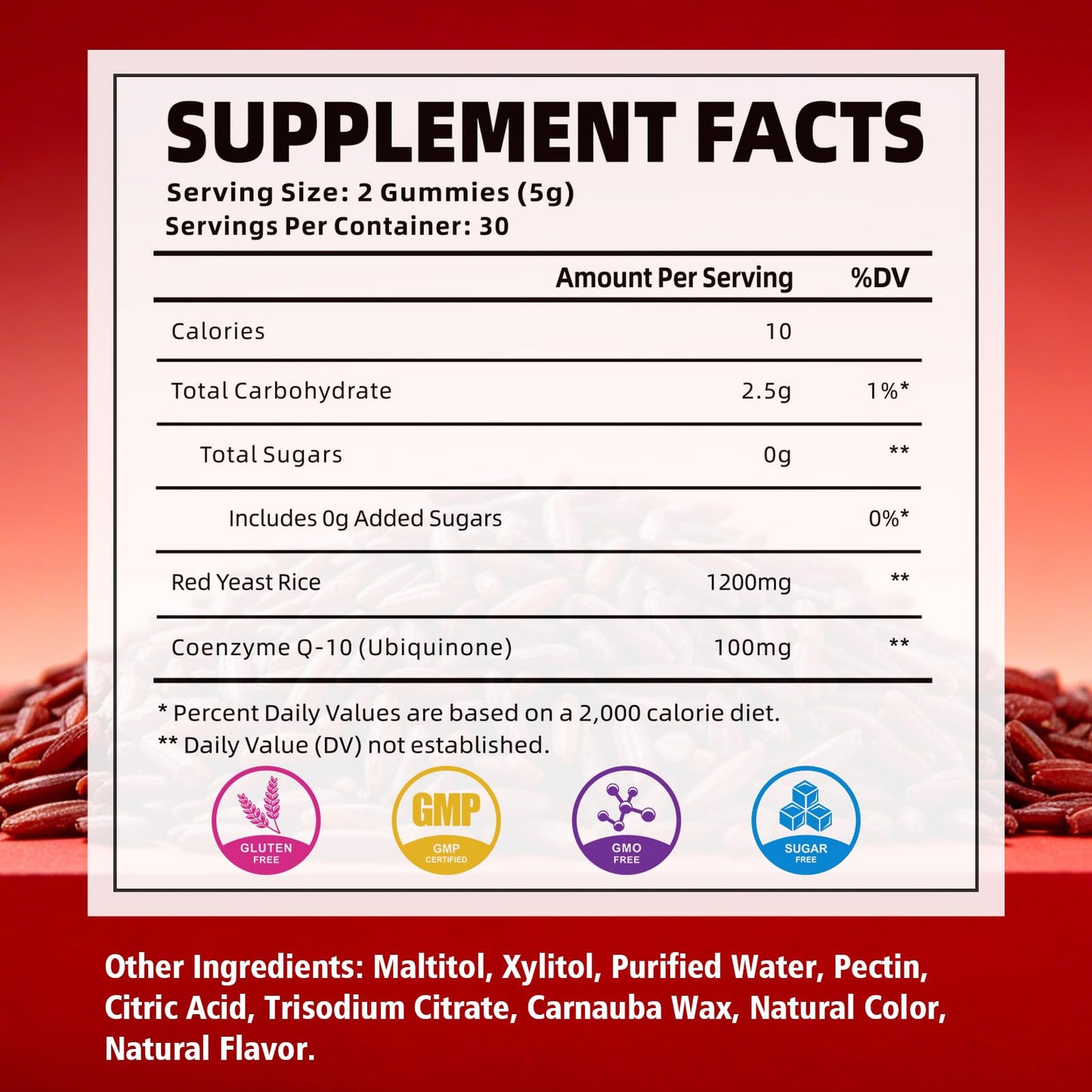 YUULAI Red Yeast Rice with CoQ10 Gummies, 60 Count