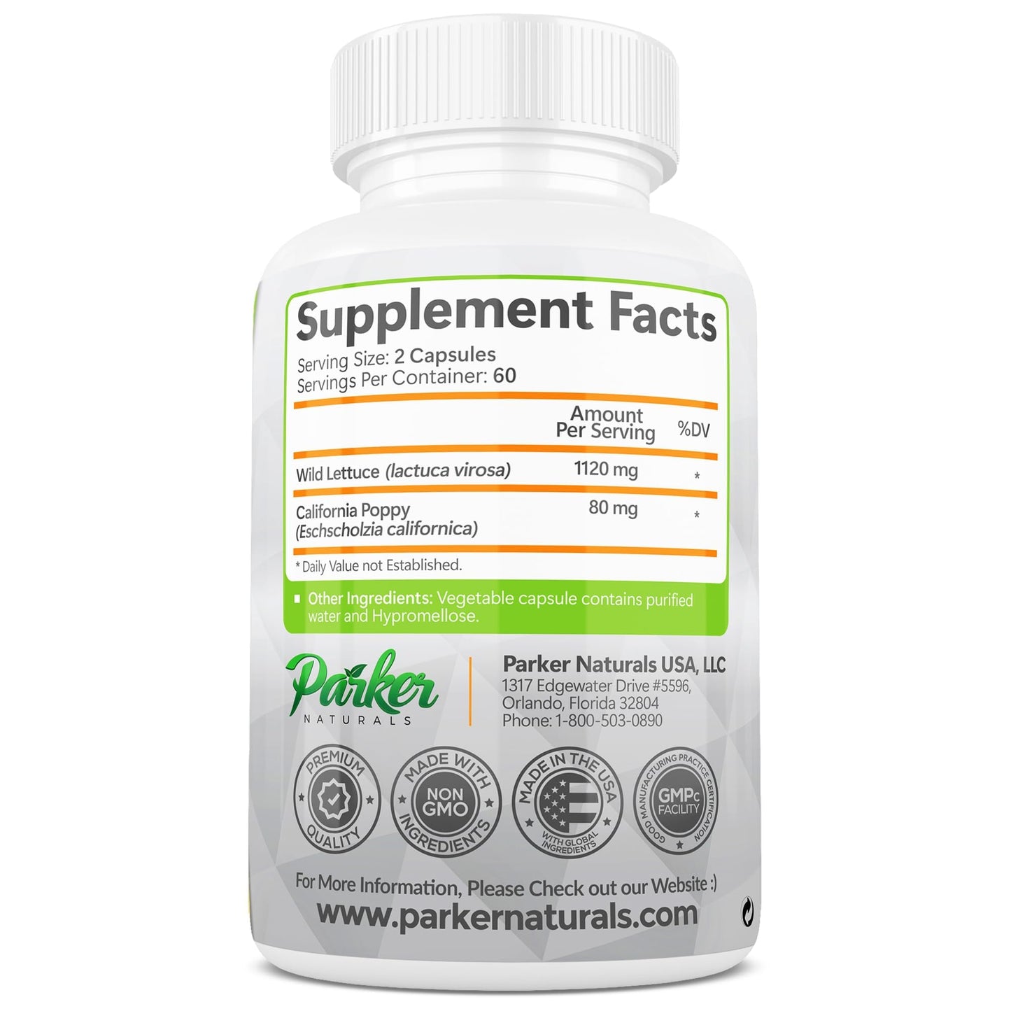 Parker Naturals Wild Lettuce Extract & California Poppy Seed Caplets, 120