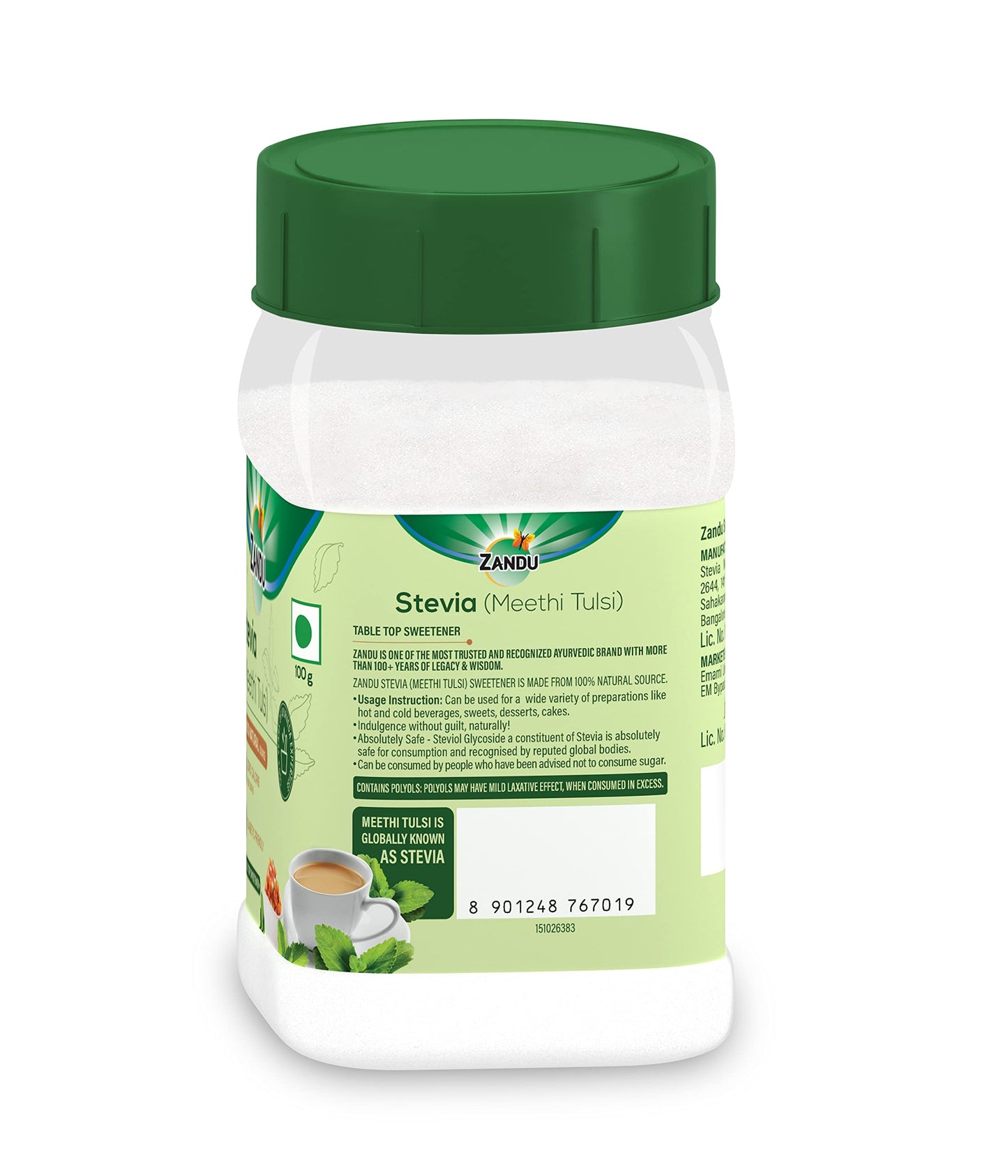 Zandu Stevia Meethi Tulsi Powder, 3.53 oz