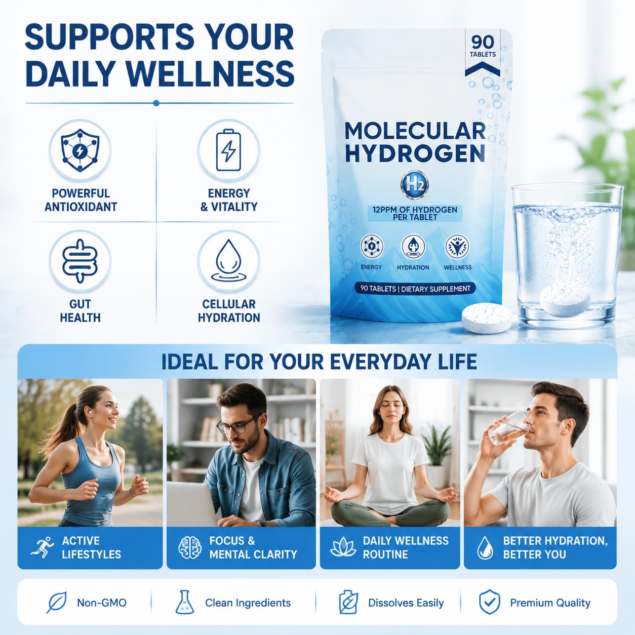 Nichalous Molecular Hydrogen Water Tablets 90 Tablets