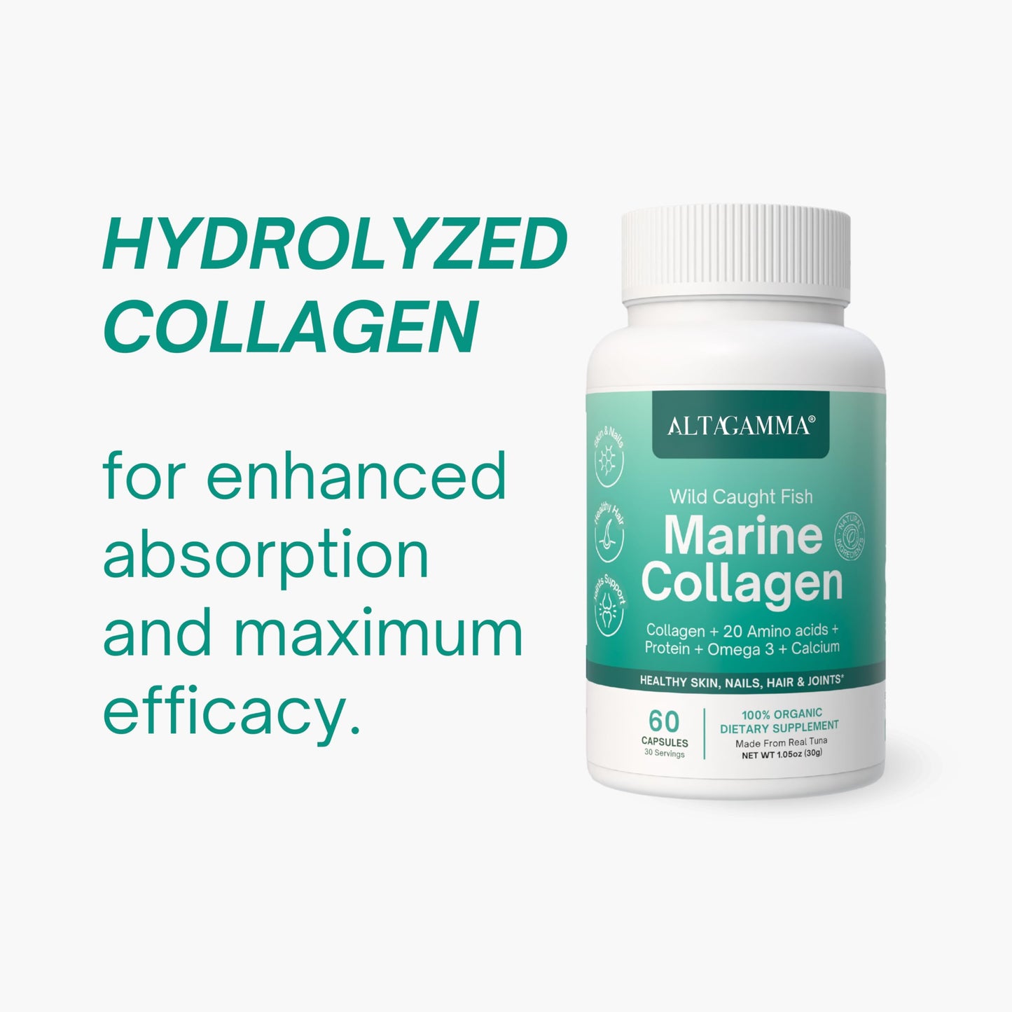 ALTAGAMMA Marine Collagen Peptides Capsules 60 Count