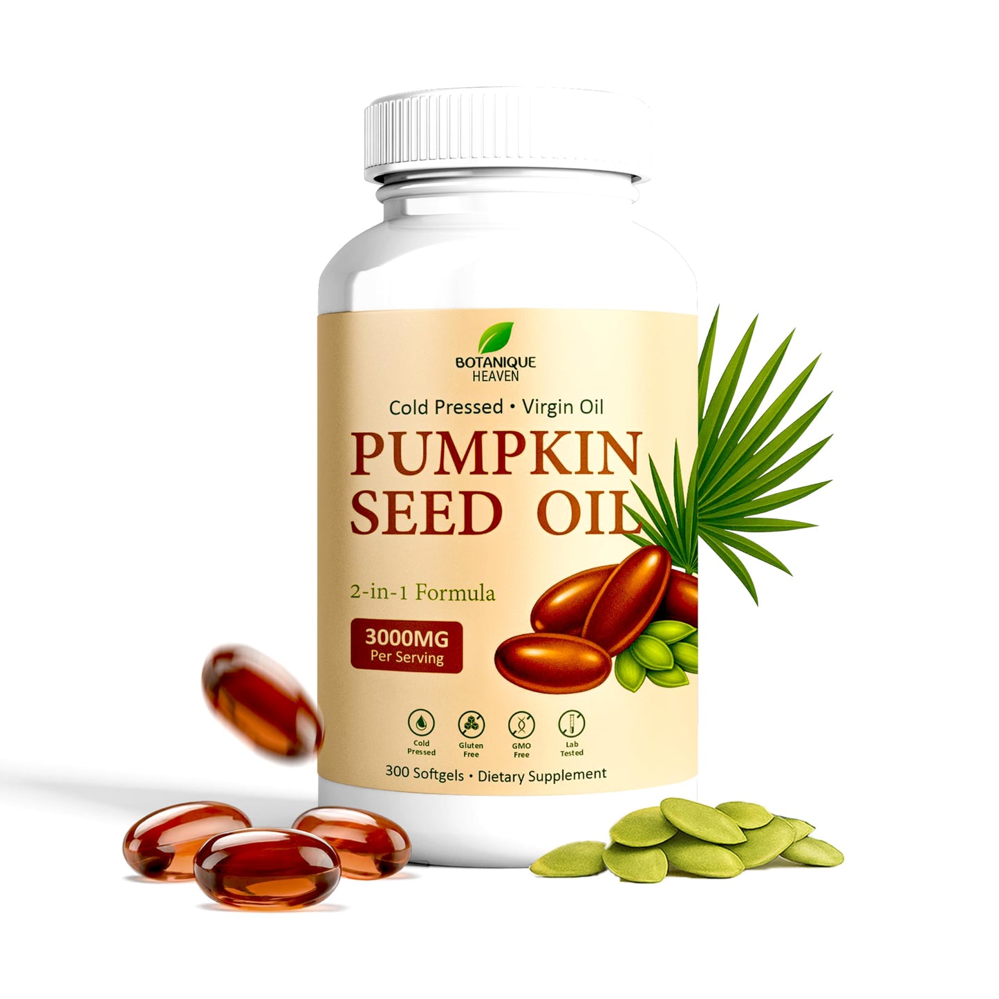 Botanique Heaven High Strength Pumpkin Seed Oil with Saw Palmetto 300 Capsules
