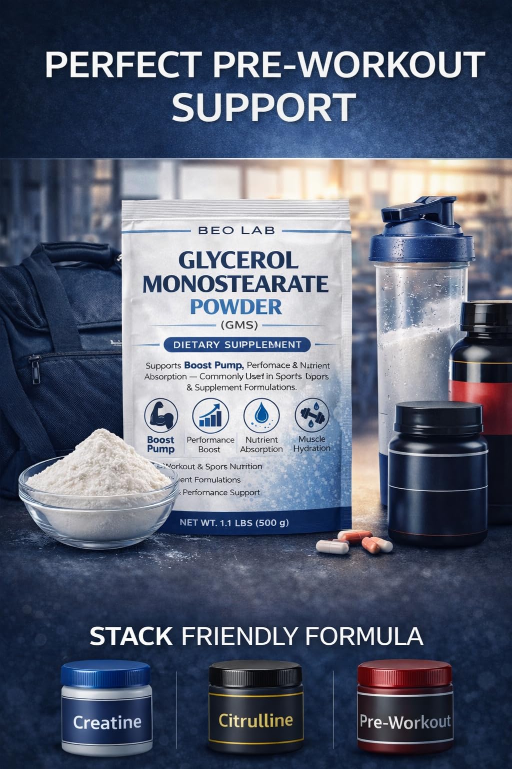 Emir&Odin Glycerol Monostearate Crystal Powder, 370 Servings