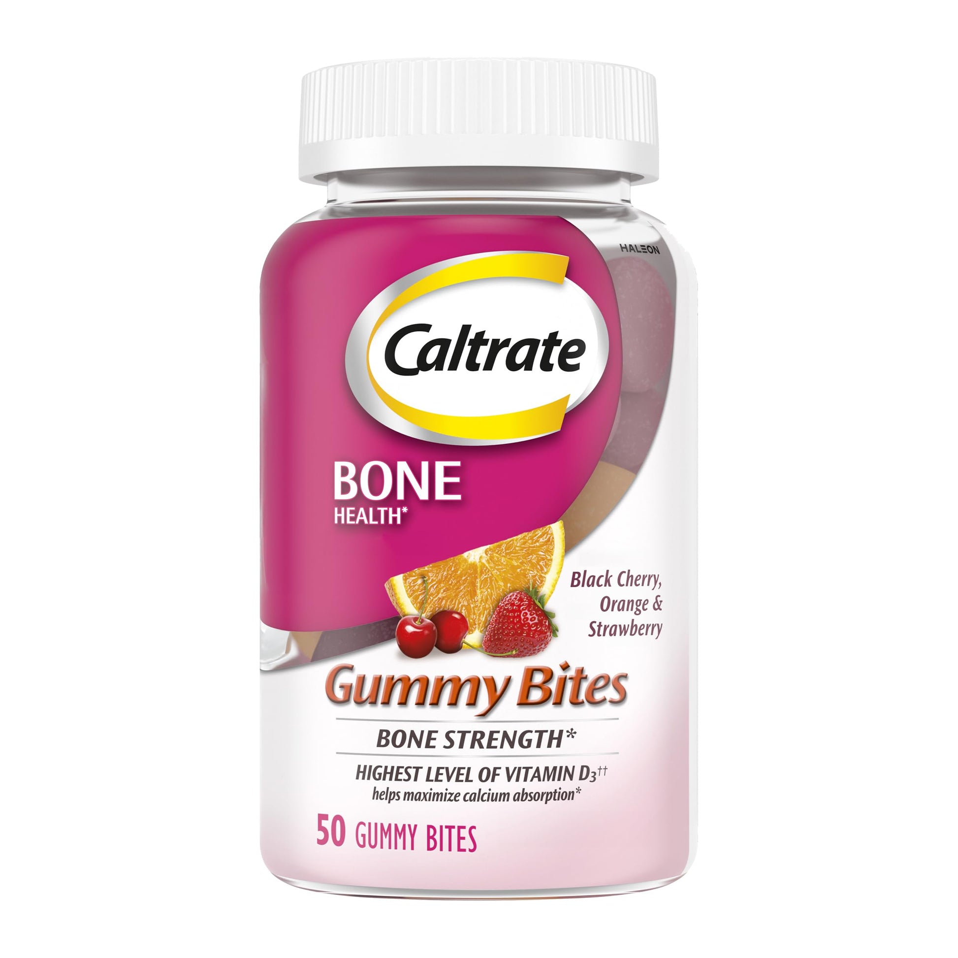 Caltrate Gummy Bites 500 mg Calcium and Vitamin D Supplement, Gummy, 50 Count