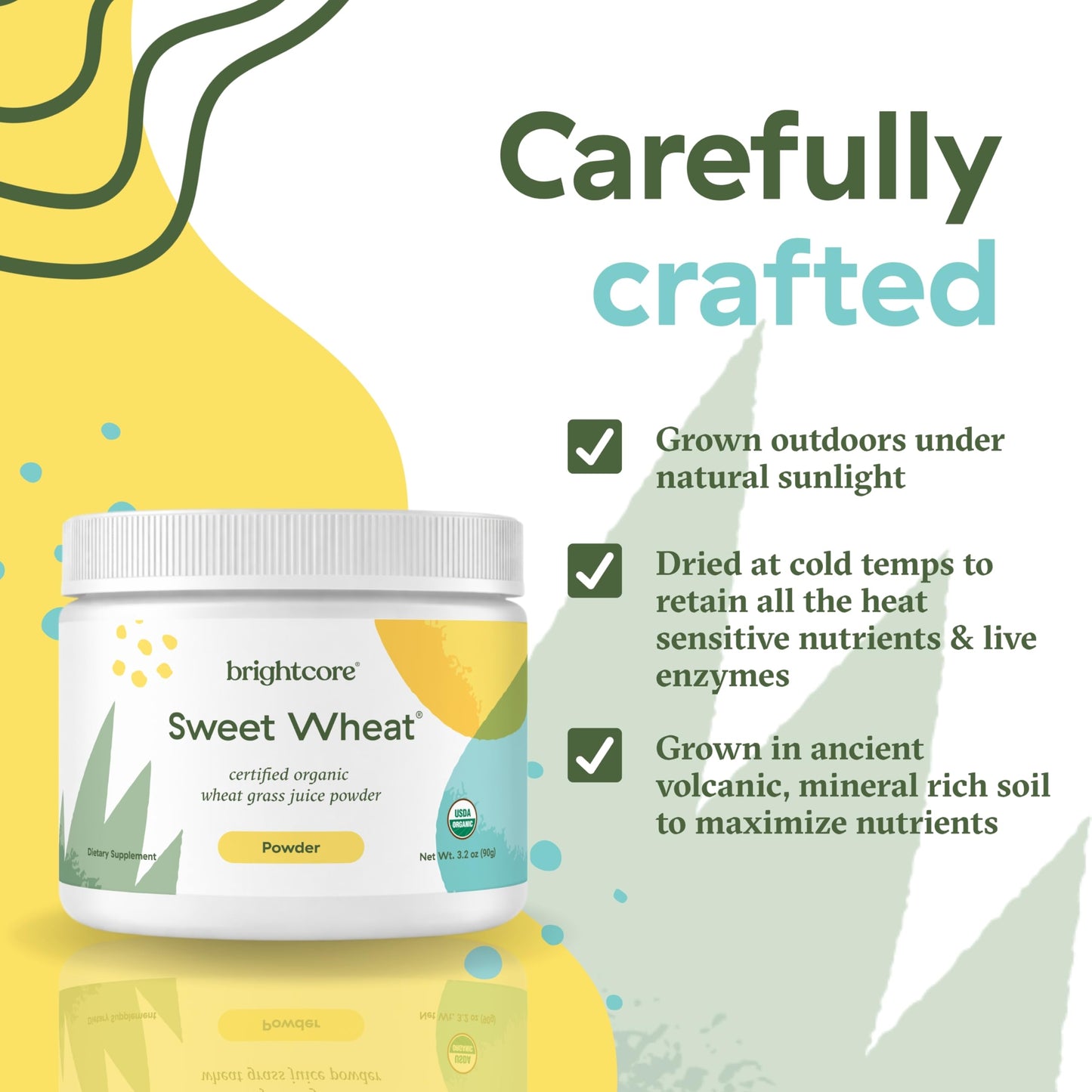 Brightcore Sweet Wheat Wheatgrass Juice Powder, 3.17 oz