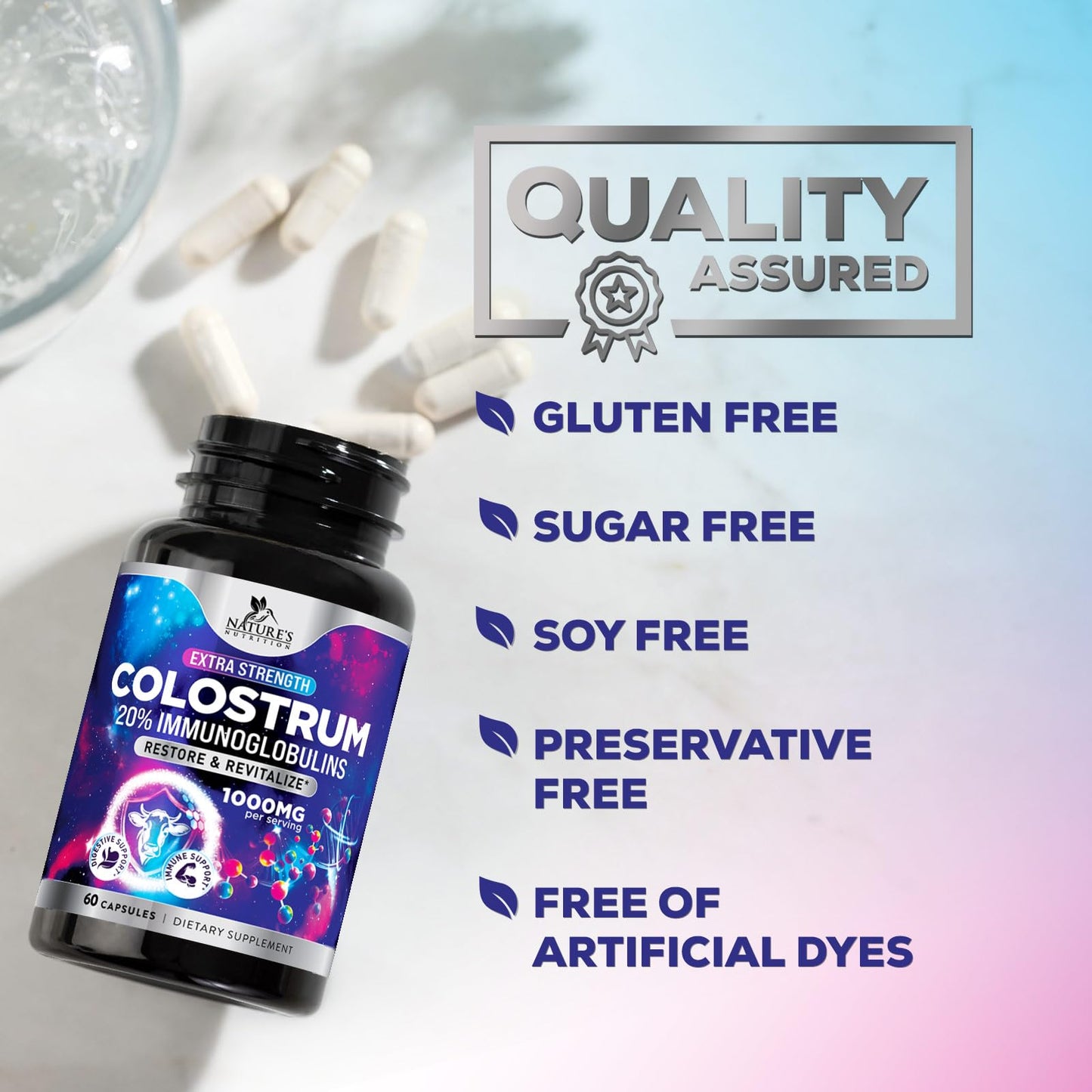 Nature's Nutrition Colostrum Supplement Capsules, 60 Capsules