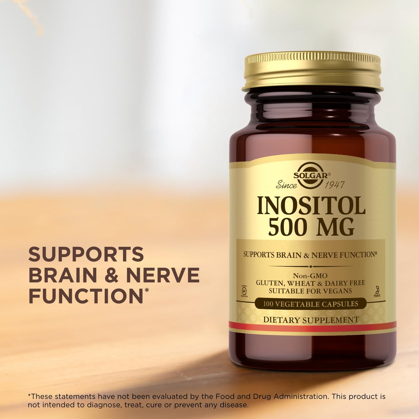 Solgar Inositol 500 mg Vegetable Capsules, 100 Count