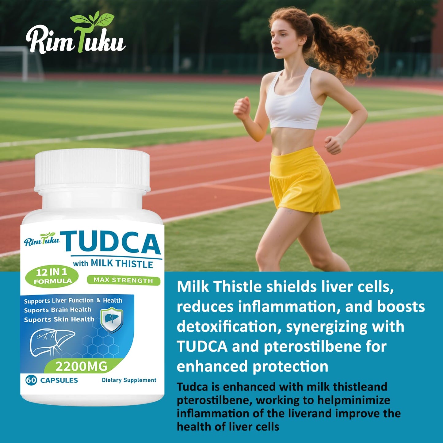 RimTuku TUDCA 2200MG with Milk Thistle 12-in-1 Formula Liver Support Capsules, 60 Count
