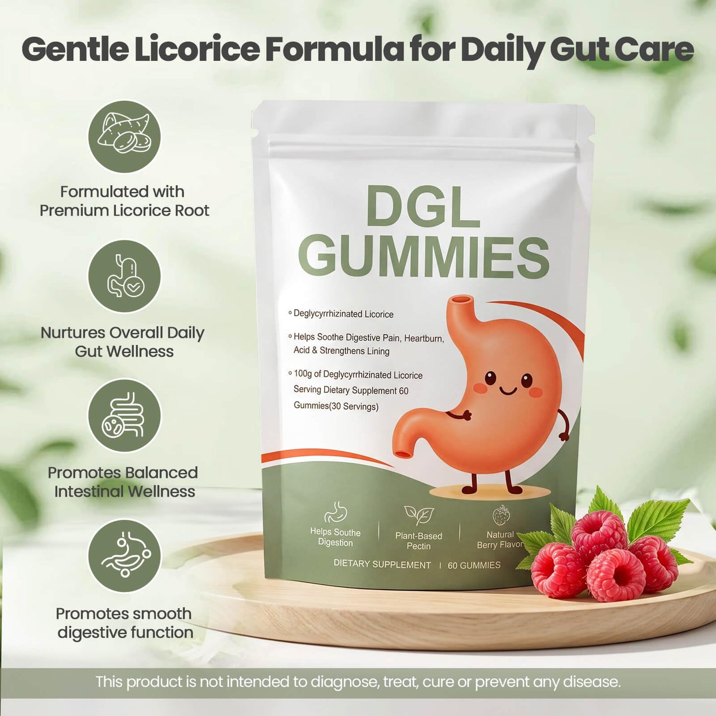 Nmubbn DGL Gummies for Acid Reflux, 60 Count