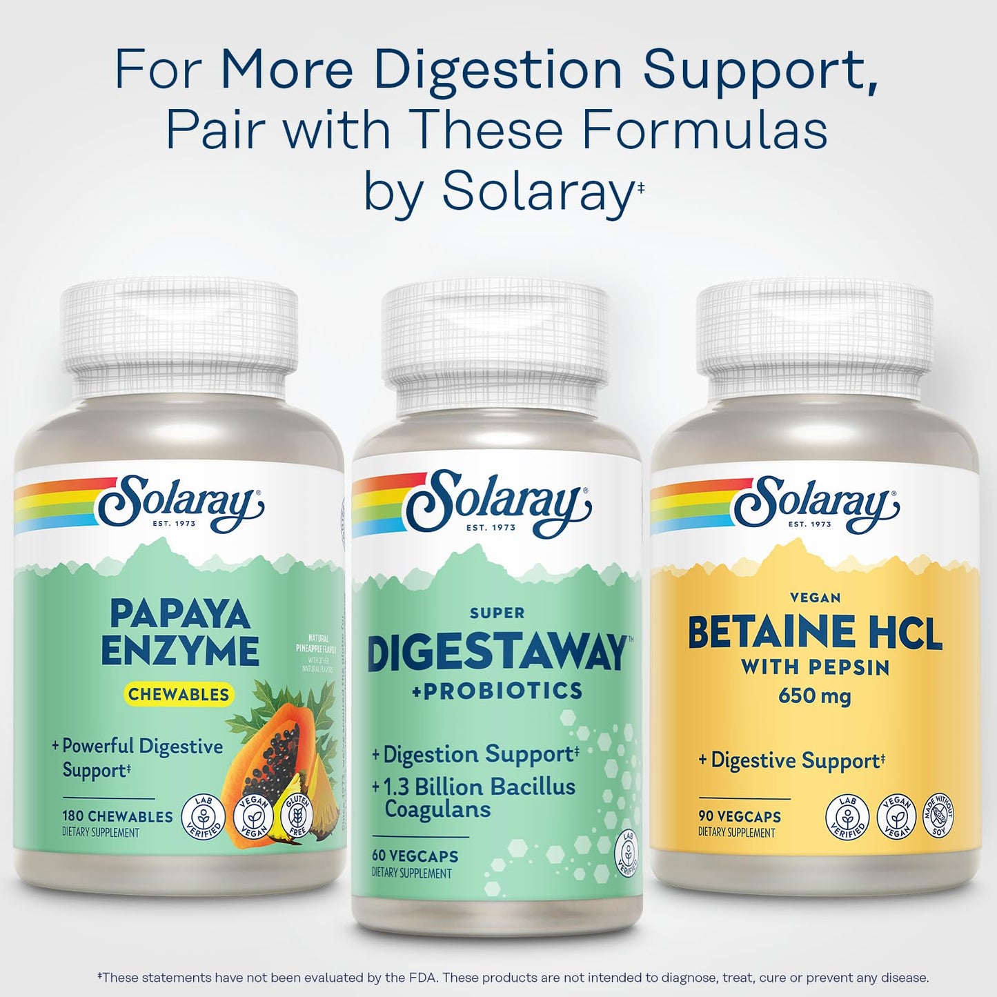 SOLARAY Papaya Enzymes Chewable Tablets, 180 Count