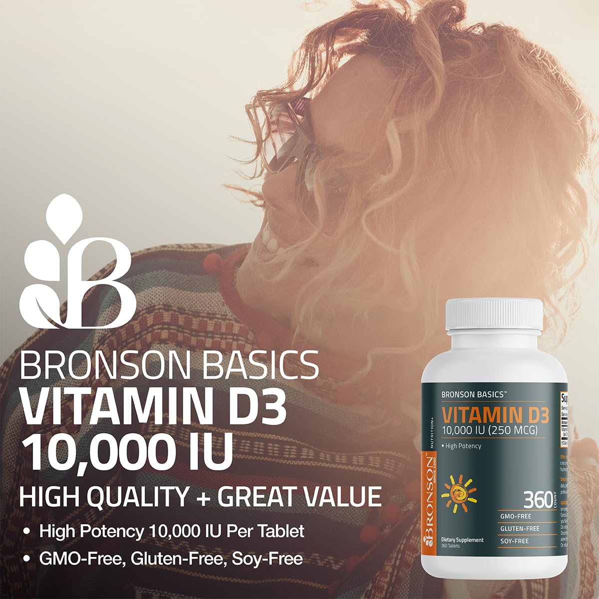 Bronson Vitamin D3 10,000 IU (250 MCG), 180 Tablets