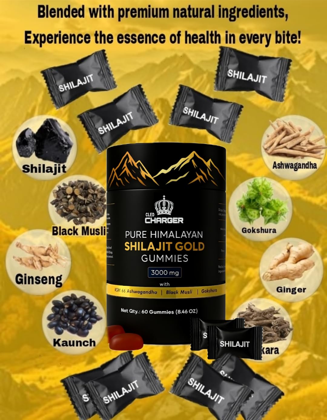 Cled Charger Shilajit Gummies 60 Gummies