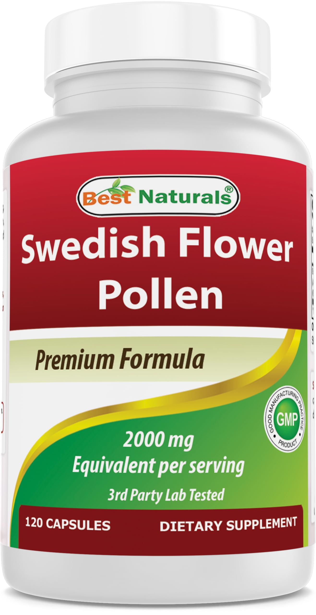 Best Naturals Swedish Flower Pollen 4:1 Extract 500 mg Capsules, 120 Count