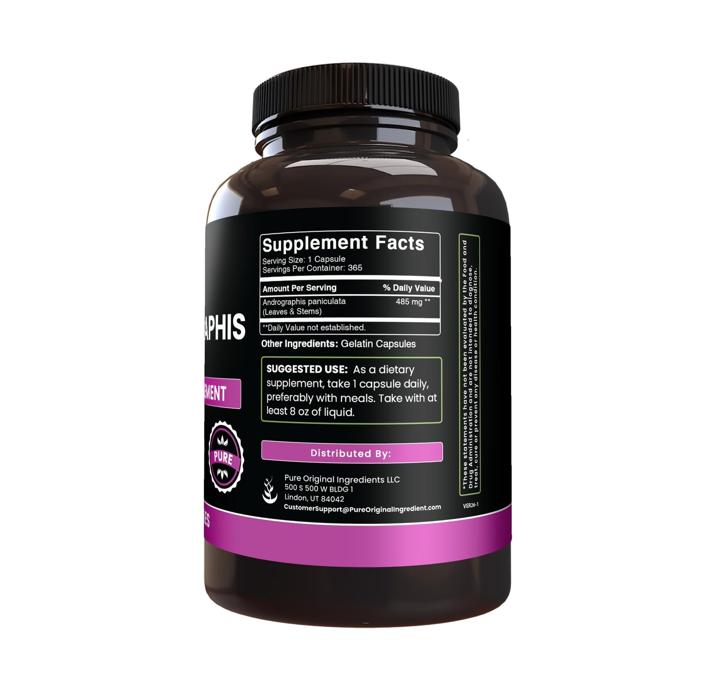PURE ORIGINAL INGREDIENTS Andrographis Paniculata Capsules 365 Count