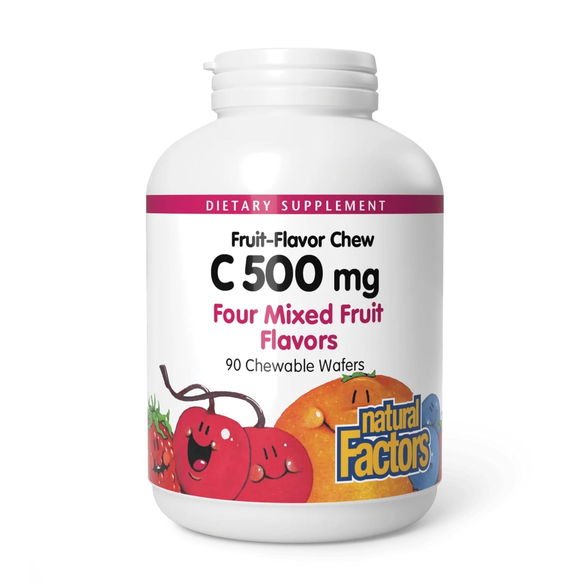 Natural Factors Kids Chewable Vitamin C 500 mg Tablets, 90 Count