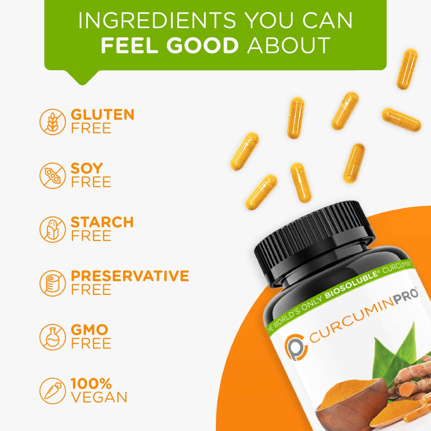 curcuminpro Complete Vegan BioSoluble Brown Rice Protein & Organic Turmeric Curcumin Supplement Capsules, 60 Capsules