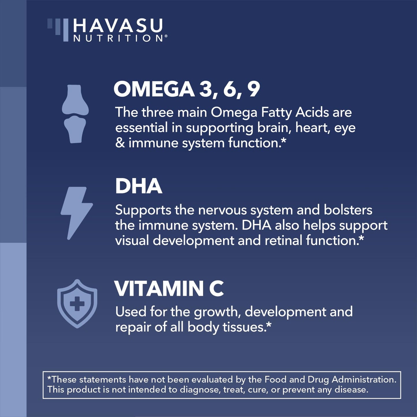 HAVASU NUTRITION Omega-3-6-9 + DHA Gummies for Adults, Plant-Based Fish Oil Alternative with Chia Seed Oil and Algae, Lemon and Orange Flavors, Vegetarian Friendly, 60 Gummies