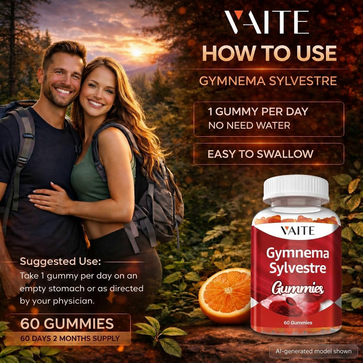 VAITE Gymnema Sylvestre Gummies, 60 Count