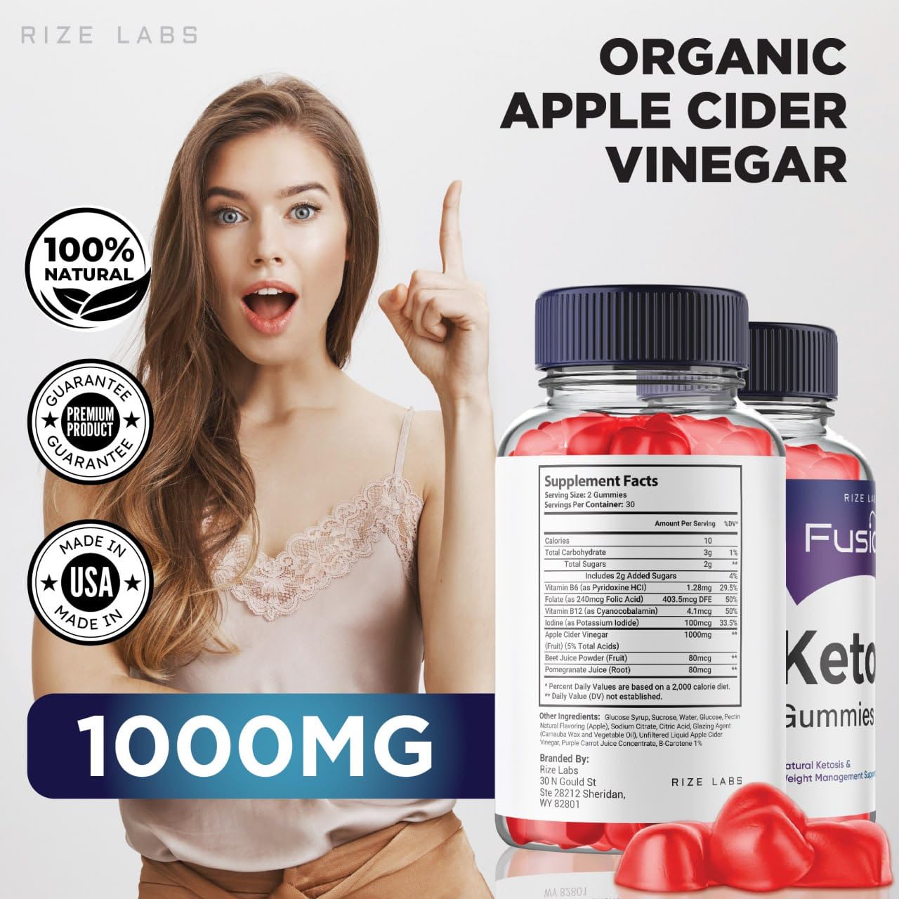 Rize Labs Keto Fusion ACV Gummies 60 Count