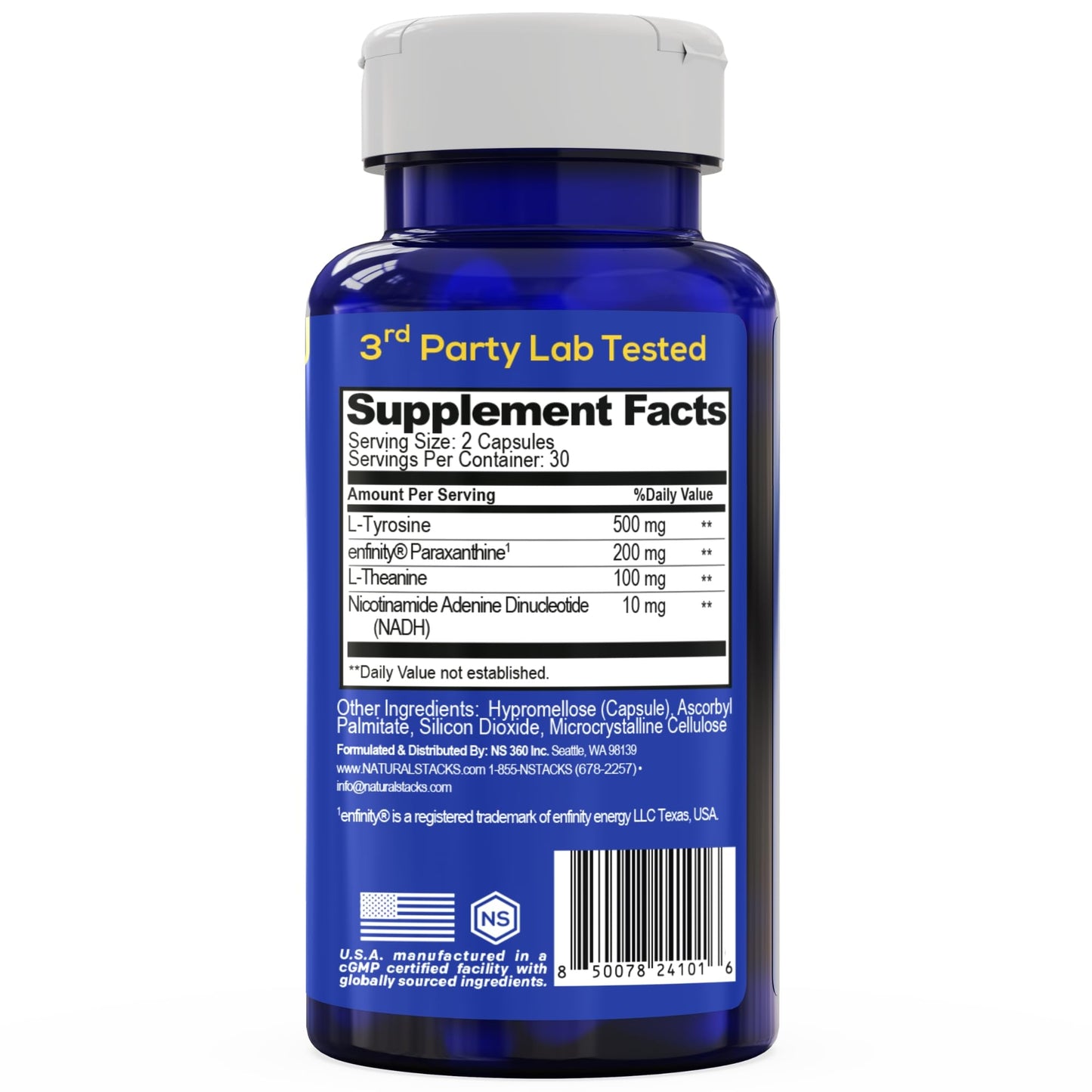 Natural Stacks NeuroAlert Paraxanthine 200mg Caffeine Free Energy Supplement 60 Capsules