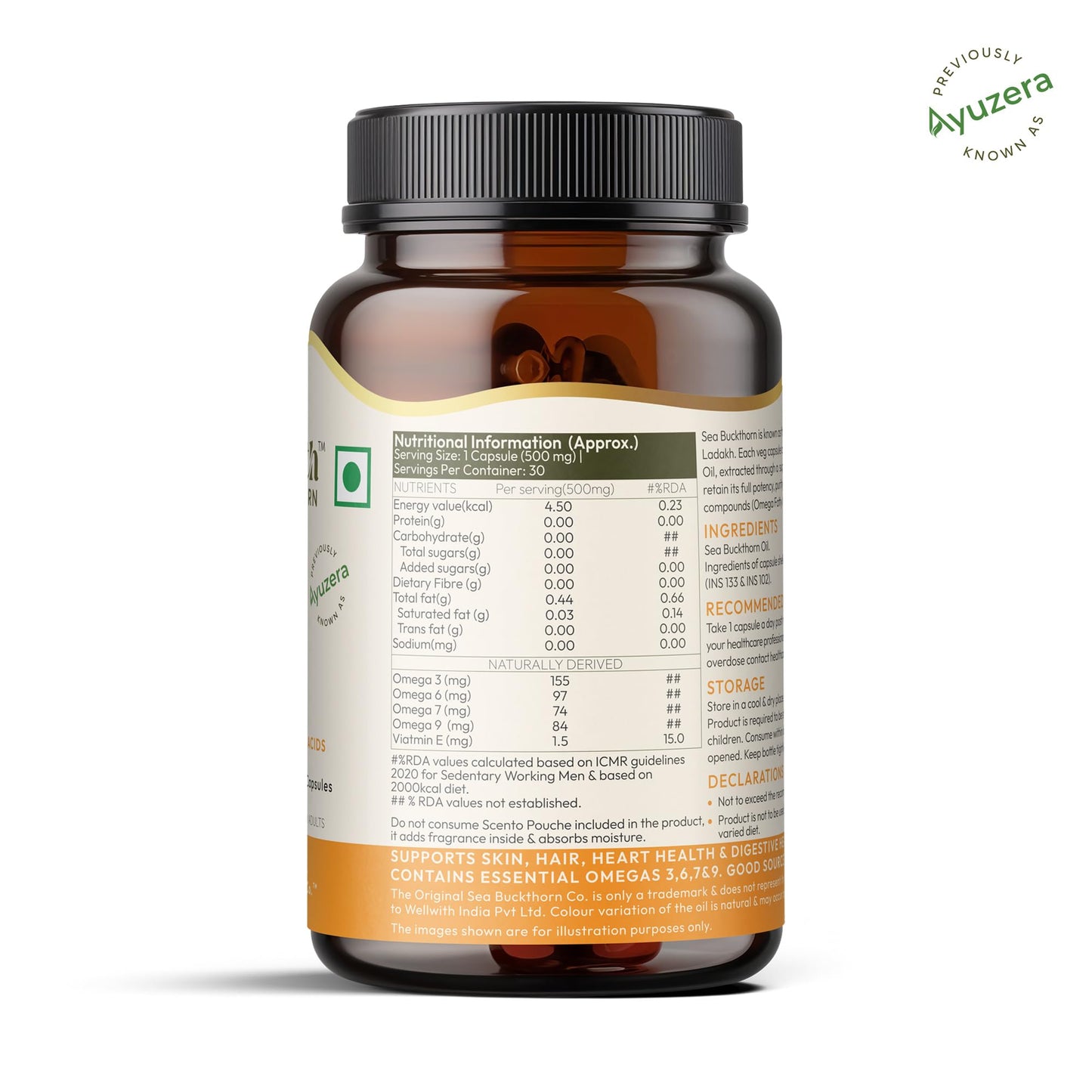 Wellwith Himalayan Sea Buckthorn Berry Oil 500mg Capsules, 90 Capsules