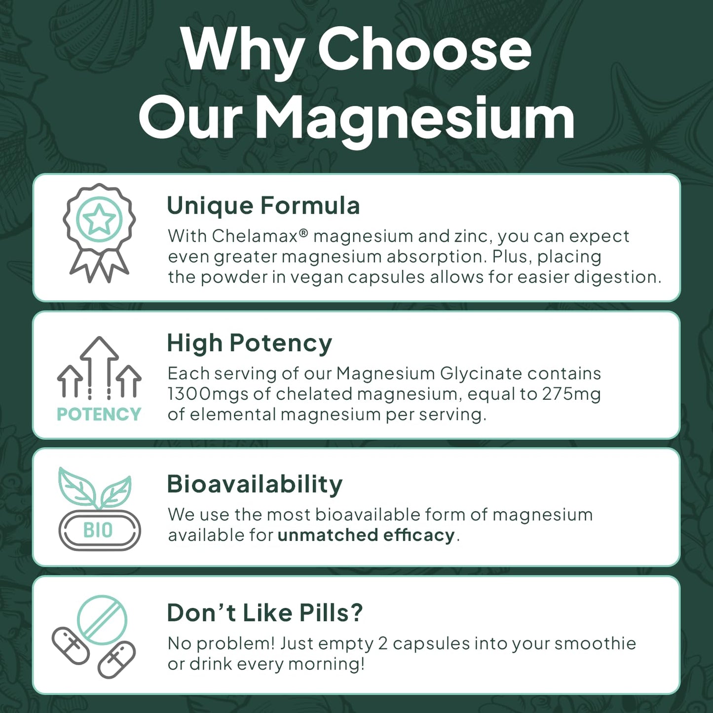 Organics Ocean Magnesium Glycinate with Zinc Capsules, 90 Count