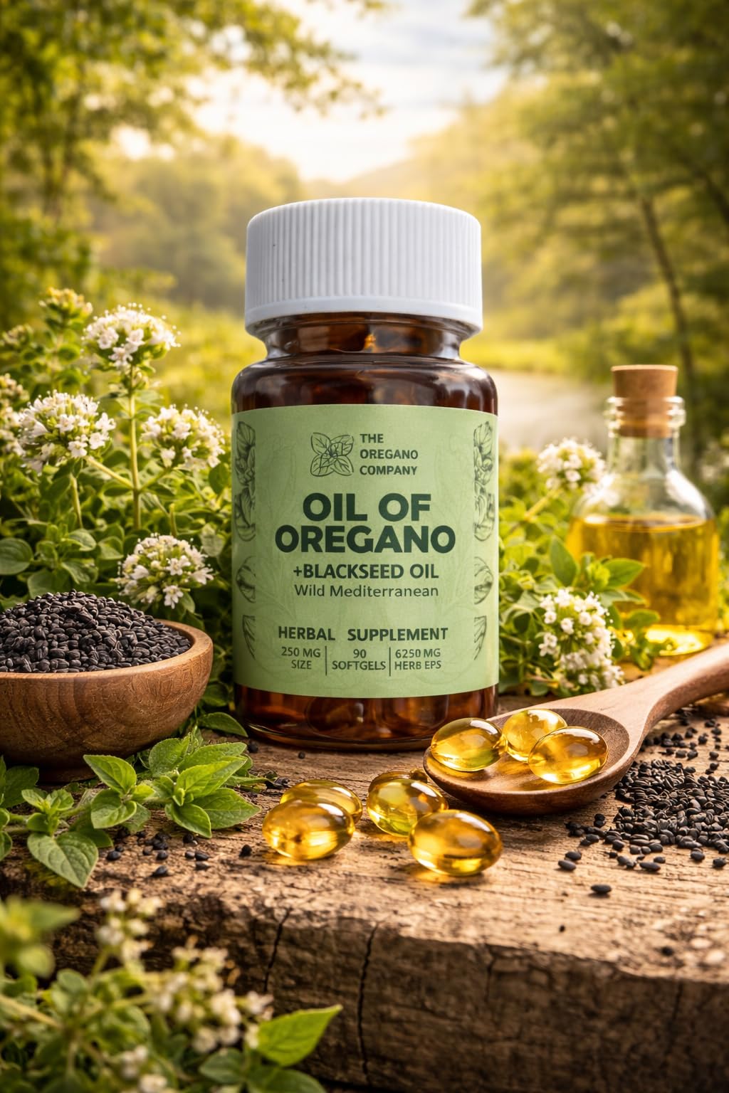THE OREGANO COMPANY Wild Oil of Oregano with Black Cumin Seed Oil Softgels 90 Count