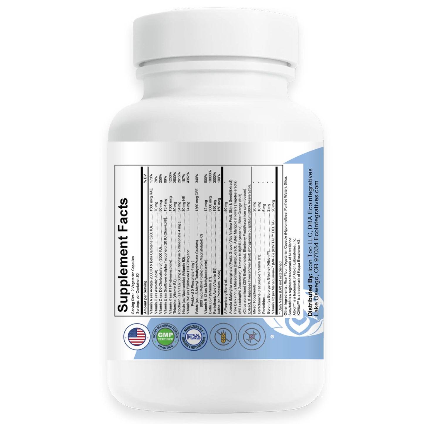 EcoIntegratives Active Multivitamin ADK Methyl B Complex Capsules, 120 Count