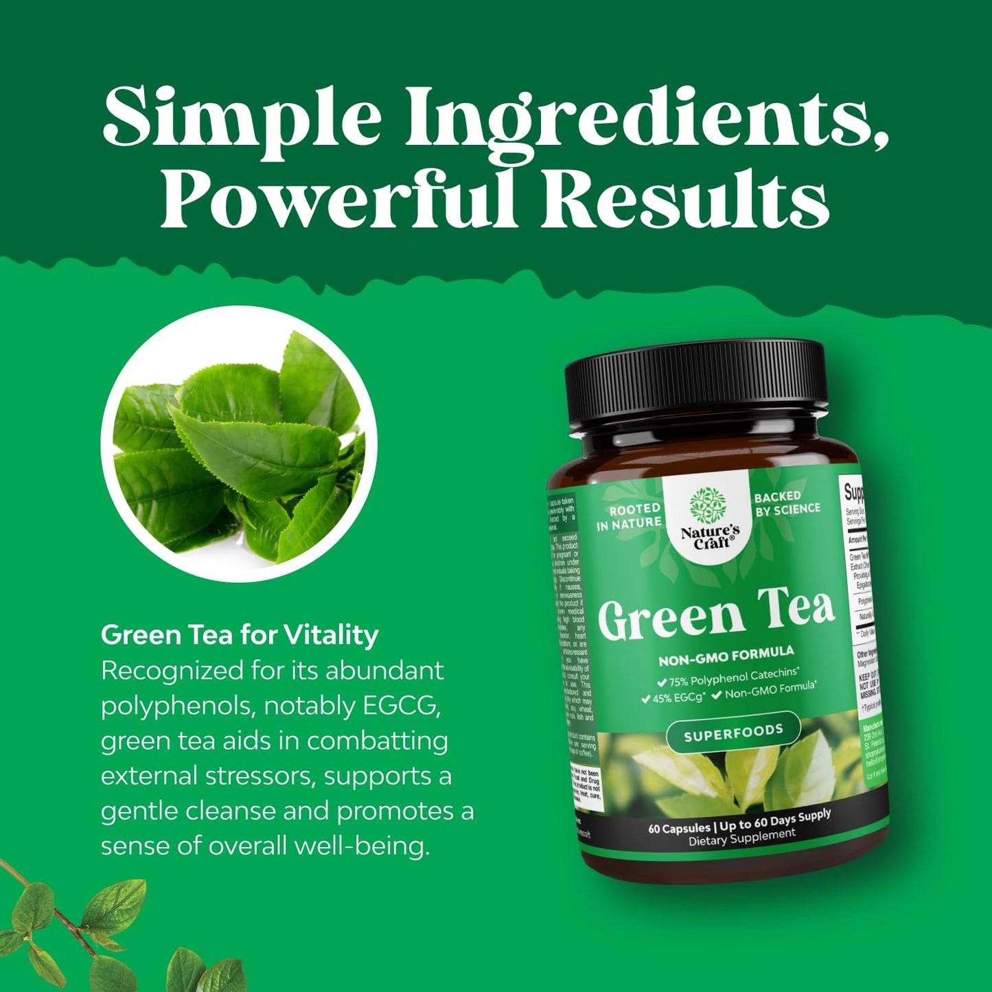 Natures Craft Green Tea Extract Capsules 60 Count