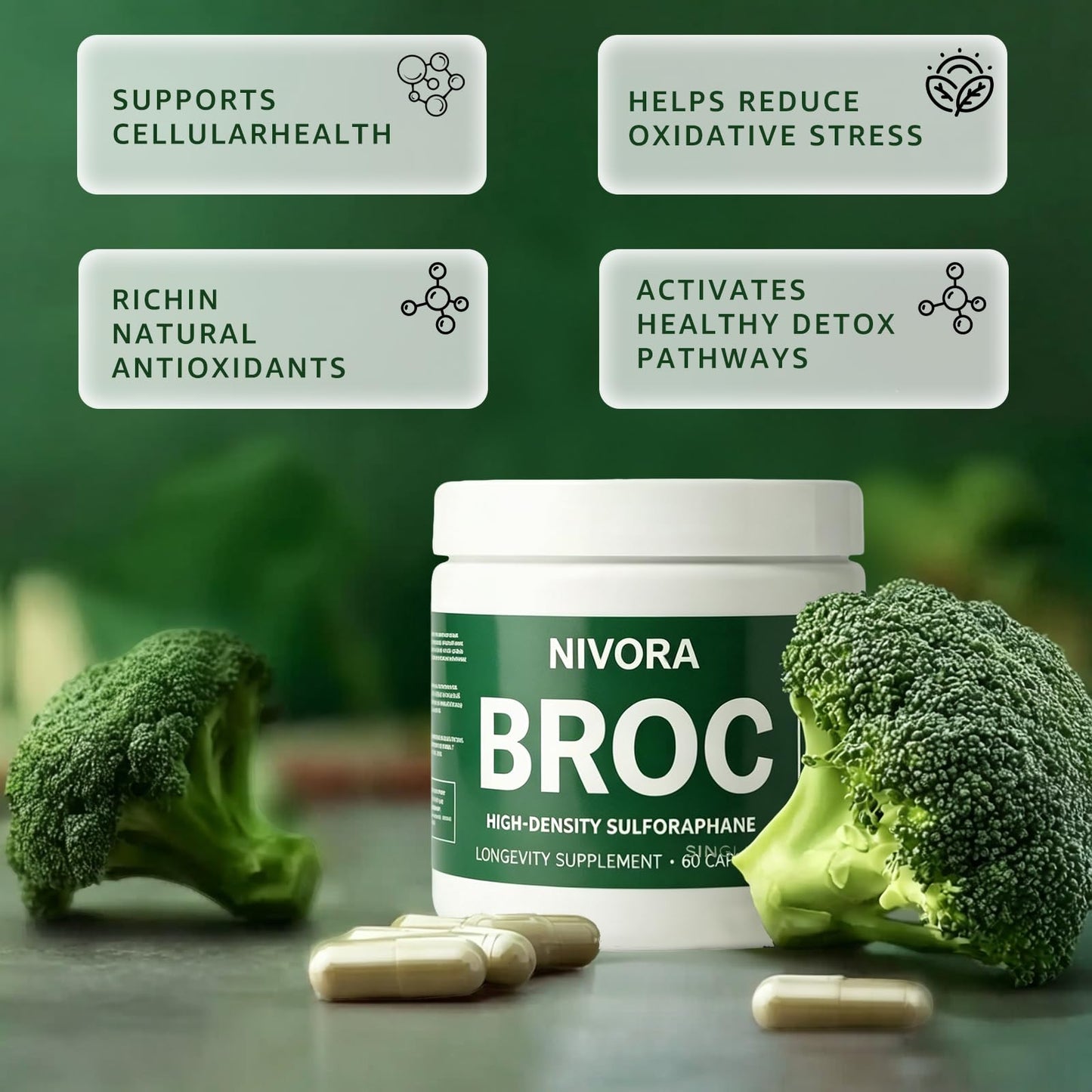 Auivty NIVORA BROC Supplement Capsules, 190 Count