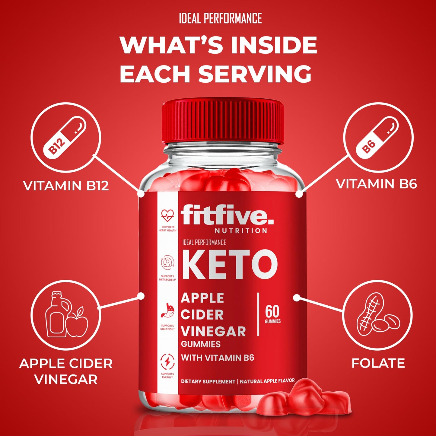 IDEAL PERFORMANCE FitFIve Keto ACV Gummies 300 Gummies
