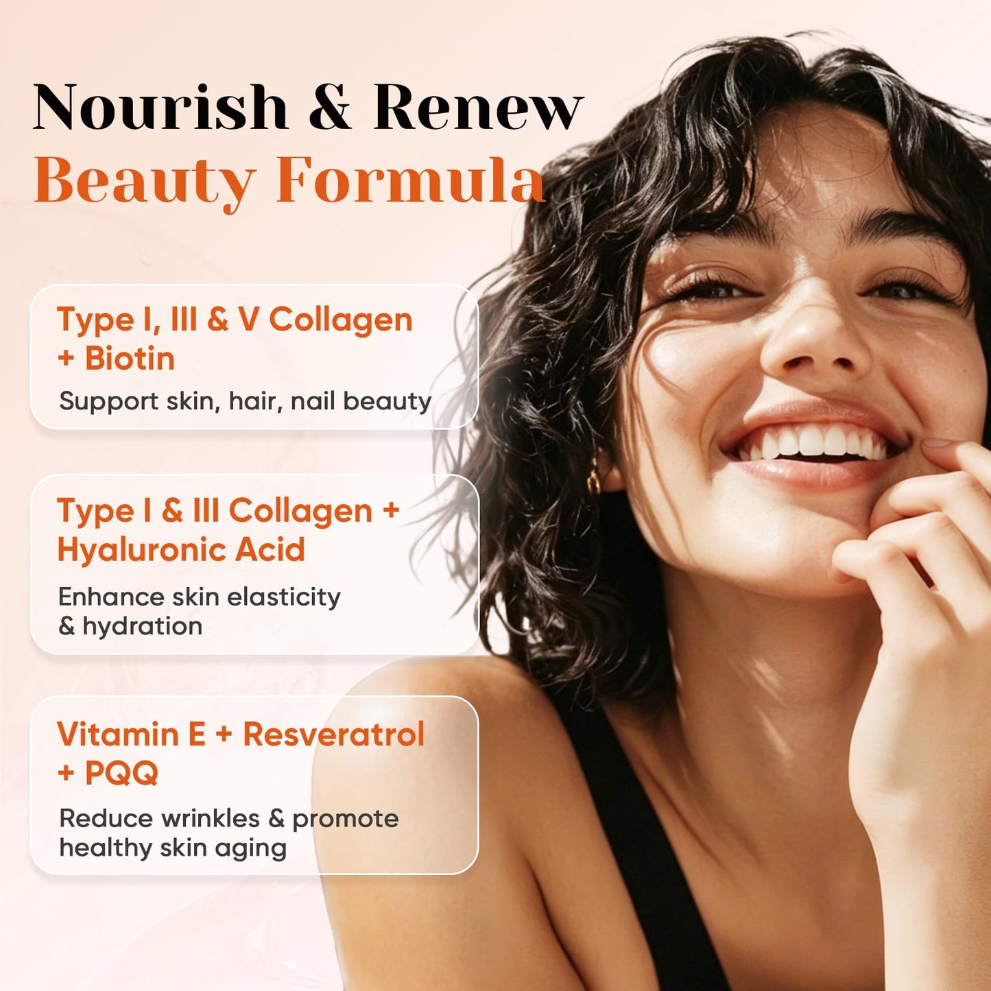Fidus Multi Collagen Peptides Capsules with Biotin 10000mcg, Hyaluronic Acid & MSM Type I, II, III, V & X Hydrolyzed Collagen for Women, 120 Capsules