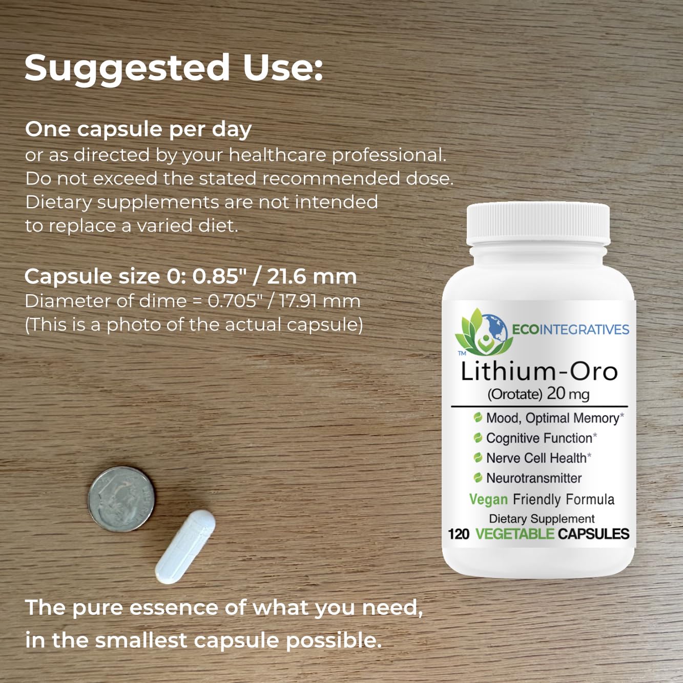 EcoIntegratives Lithium-Oro Orotate 20mg Supplement Capsule, 100 Count