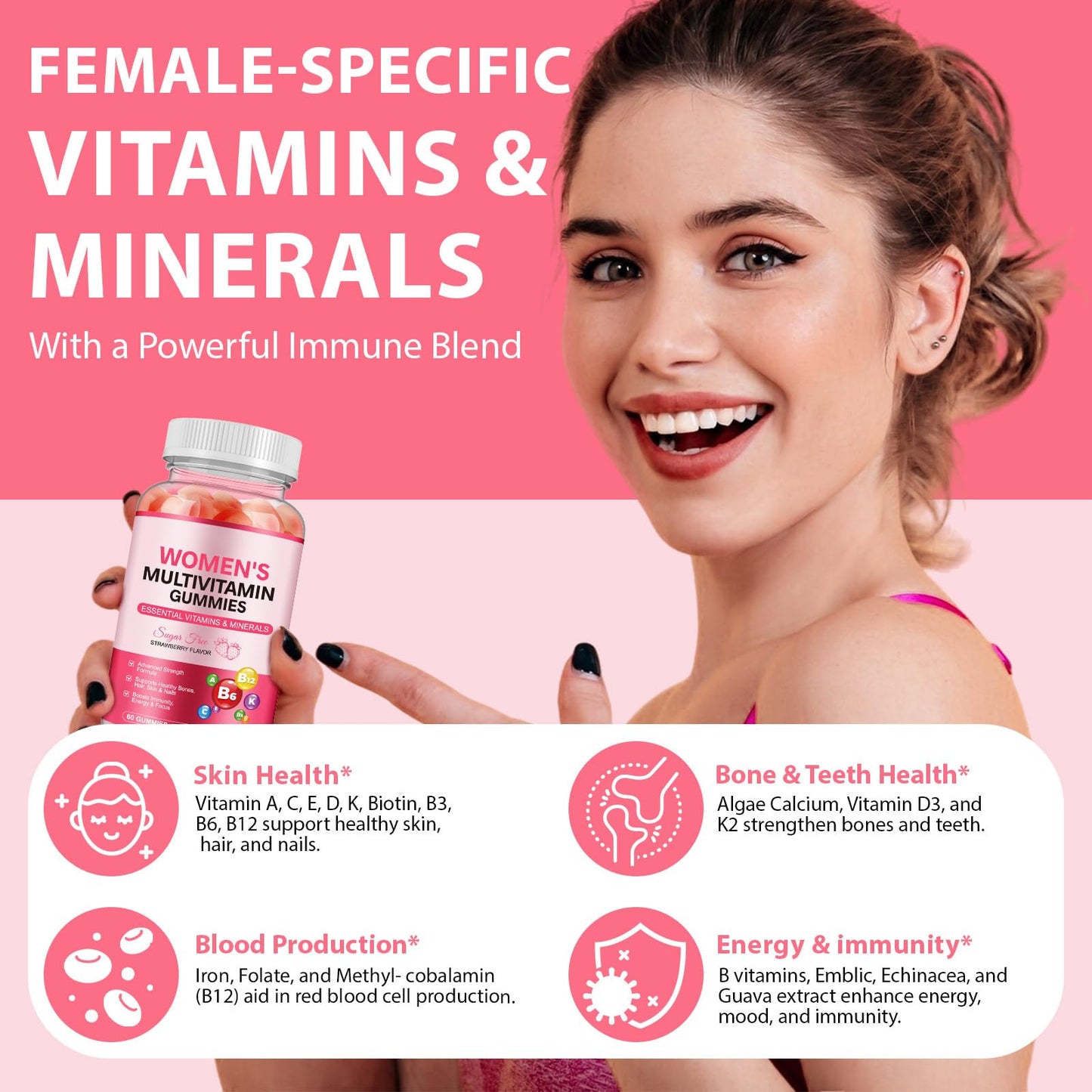 DCTTVHVD Multivitamin Gummies for Women, 60 Gummies