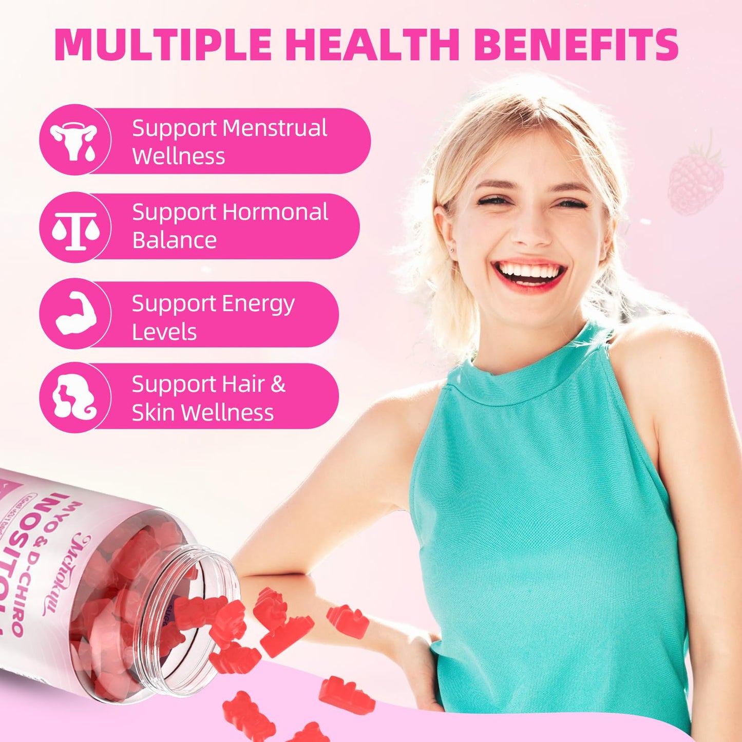 Mchokuu Myo-Inositol & D-Chiro Inositol Gummies, 40:1 Ratio, 120 Count