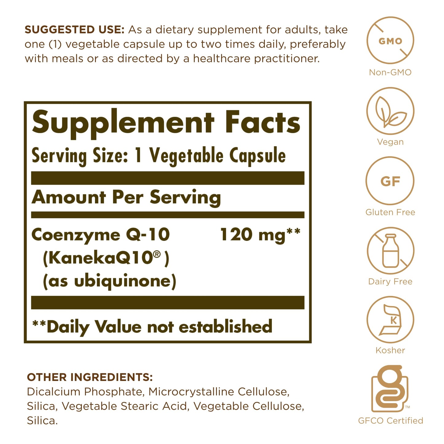 Solgar Vegan CoQ-10 120 mg Vegetable Capsules, 60 Count