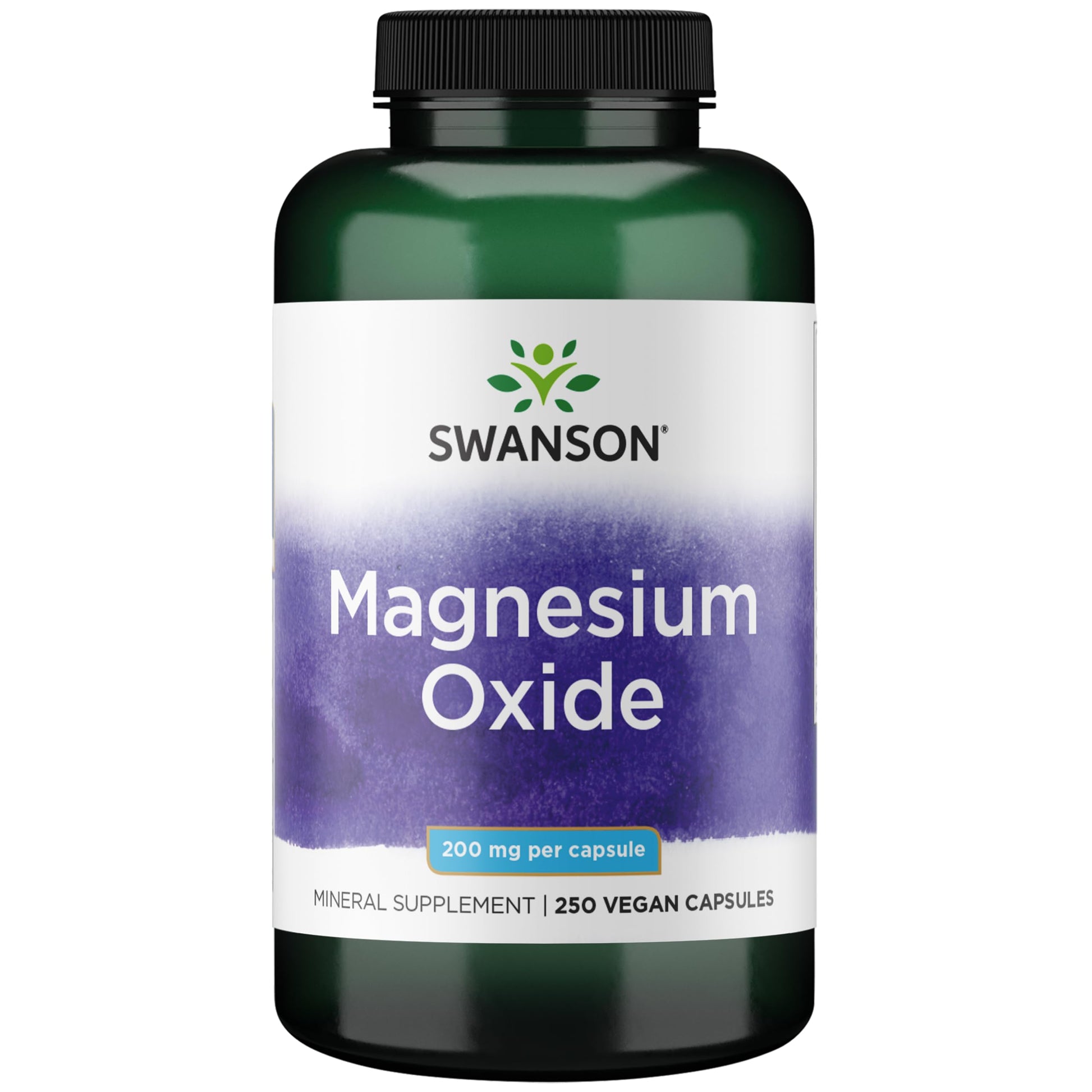 Swanson Magnesium 200 mg Capsules, 250 Count