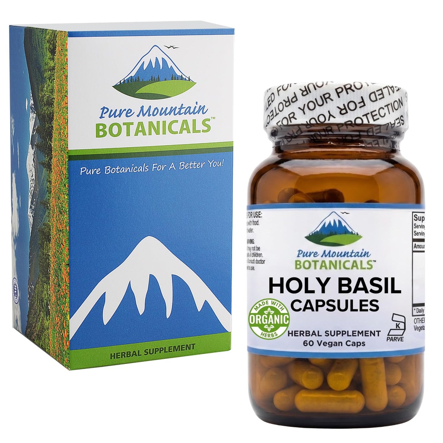 Pure Mountain Botanicals Holy Basil Supplement, 60 Capsules