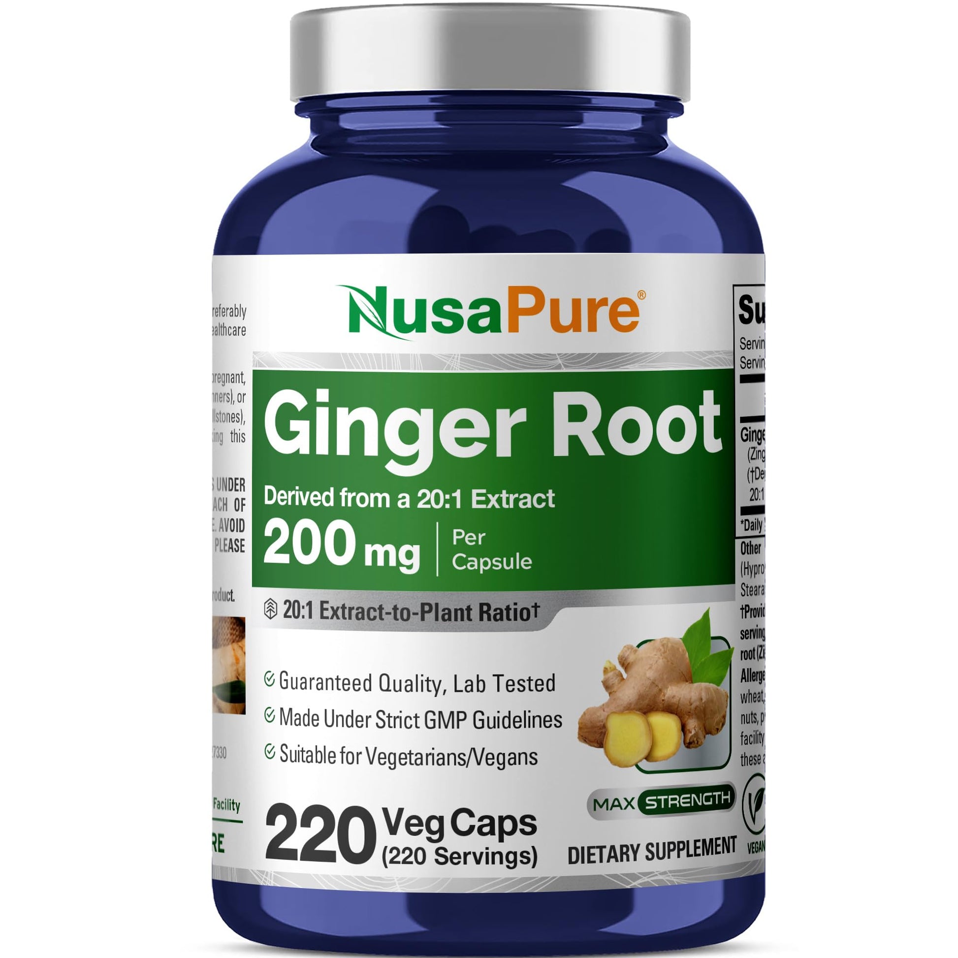 NusaPure Ginger Root Capsules 220 Count