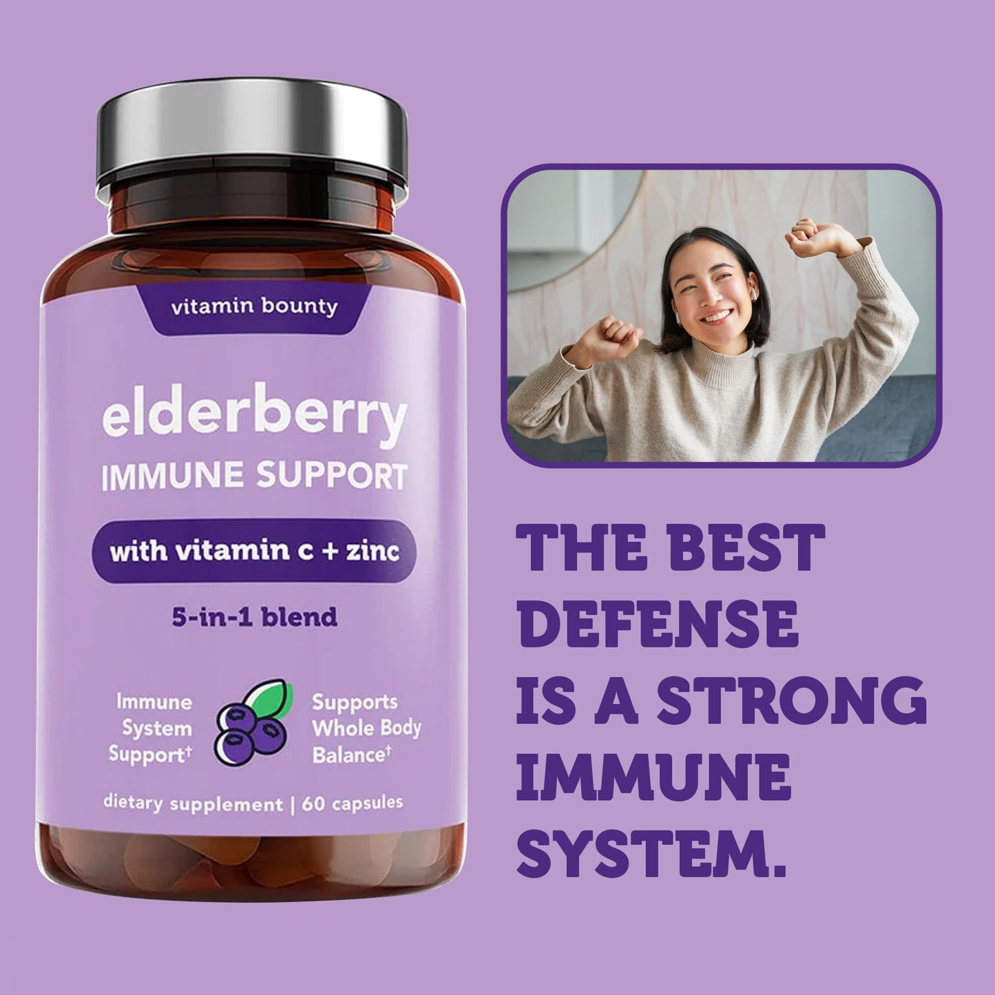 Vitamin Bounty Elderberry Organic Capsules 60 Count