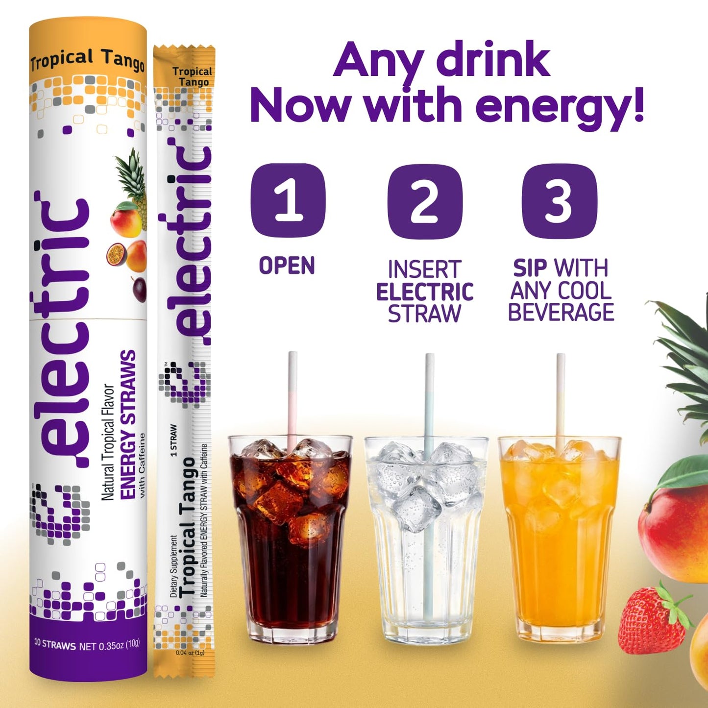 Electric Energy Straws Electric Energy Drink Straws - Tropical Tango Powder 0.35