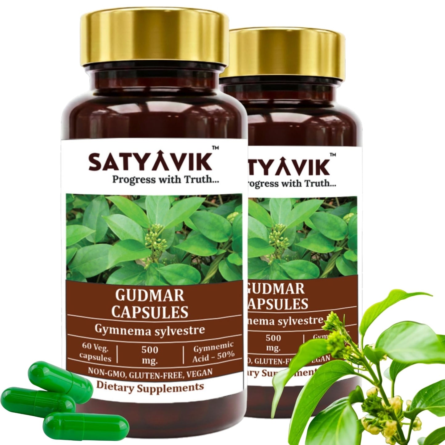 Satyavik Gurmar (Gymnema Sylvestre) Extract Capsules 500 mg, 120 Capsules