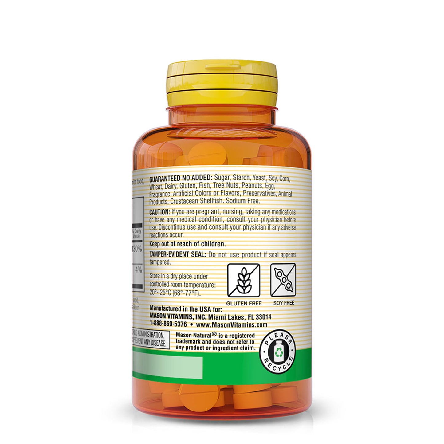 MASON NATURAL Vitamin B1 (Thiamin) 100 mg Tablets, 100 Count