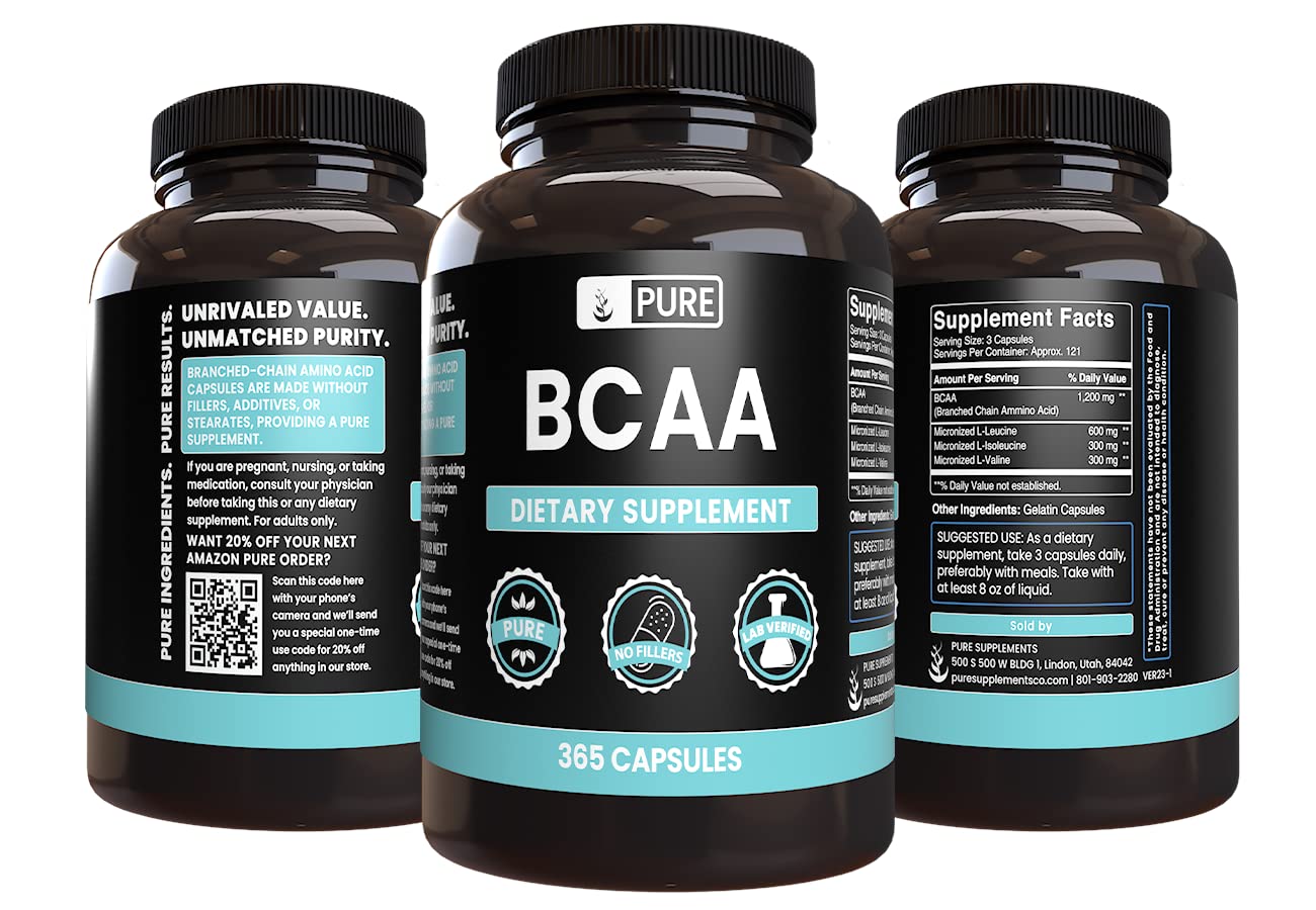 Pure Original Ingredients BCAA Capsules, 365 Capsules