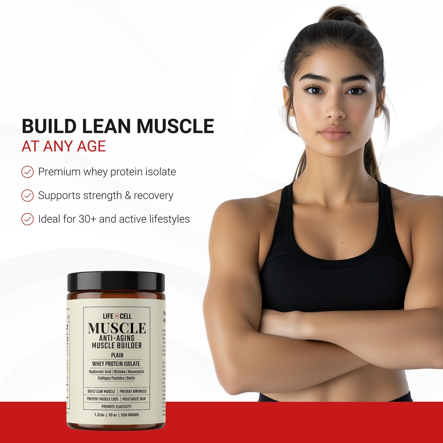 LifeCell Whey Protein Powder Anti-Aging Muscle Builder Unflavored 550 g 19.4007 Servings