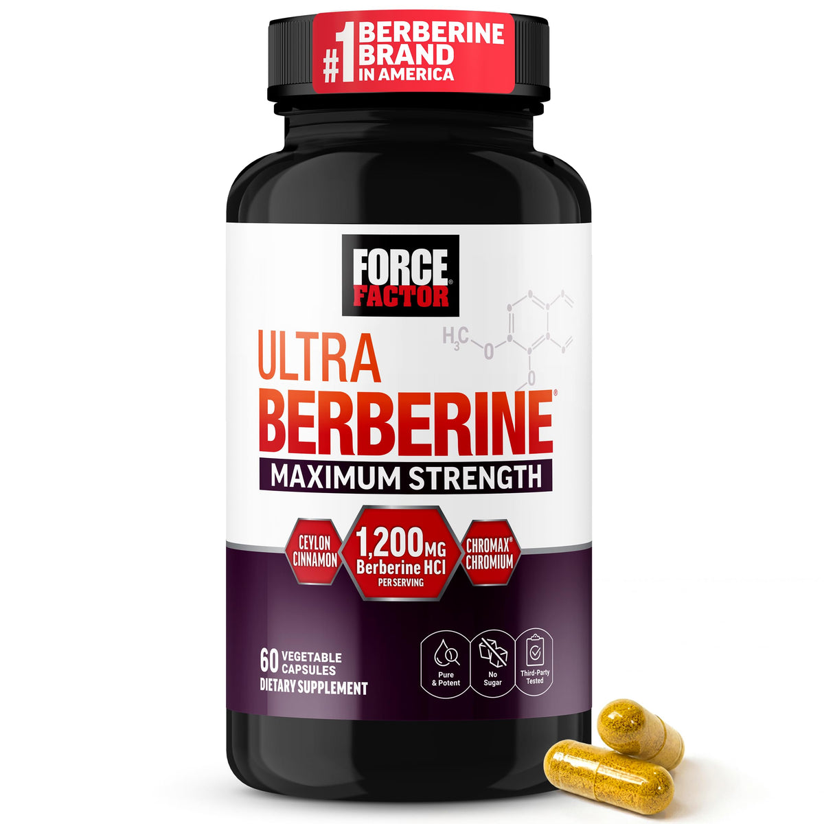 Force Factor Ultra Berberine Maximum Strength, 1200mg Berberine HCl