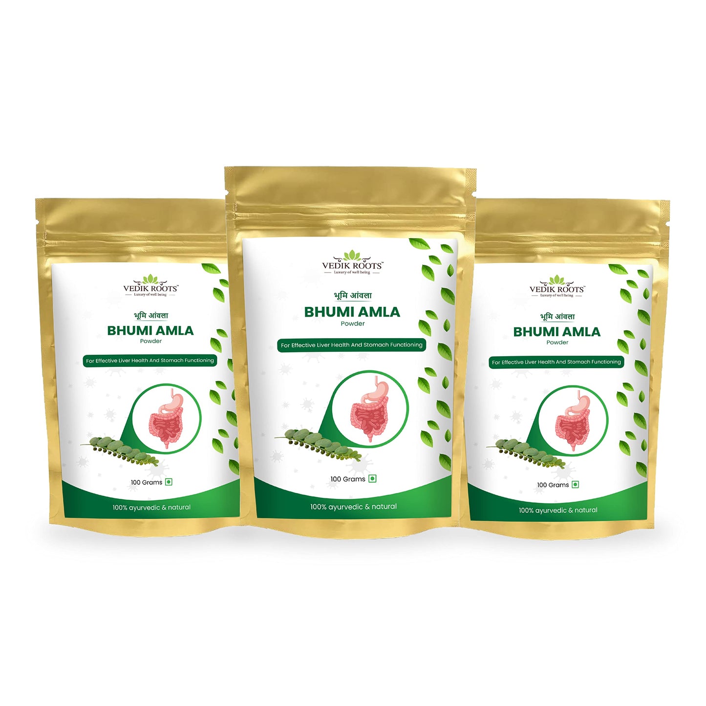 VEDIKROOTS Bhumi Amla Powder Pack of 3, 0.03 oz each