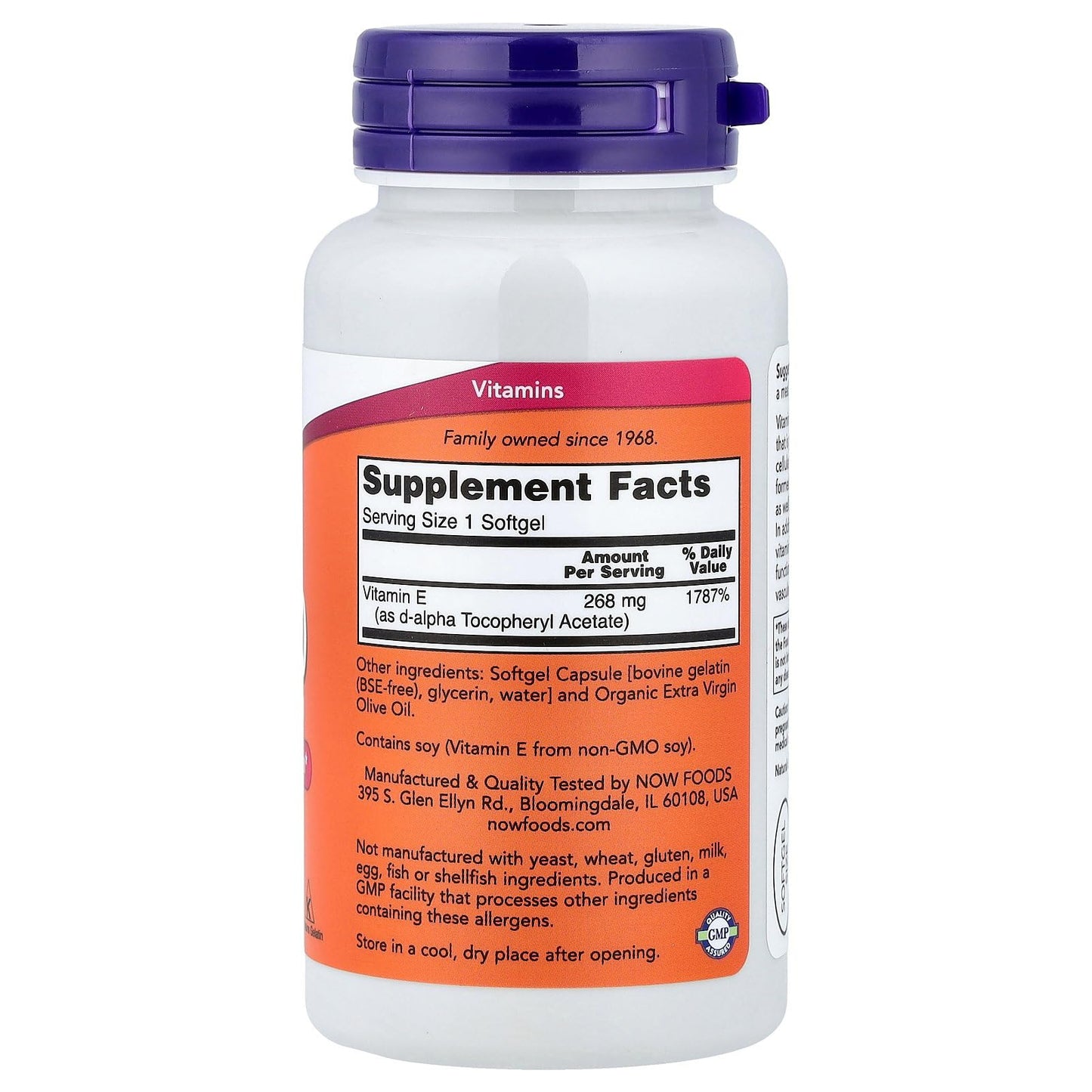 NOW Foods Vitamin E D Alpha Tocopheryl Acetate 400 IU Softgel 1 Count